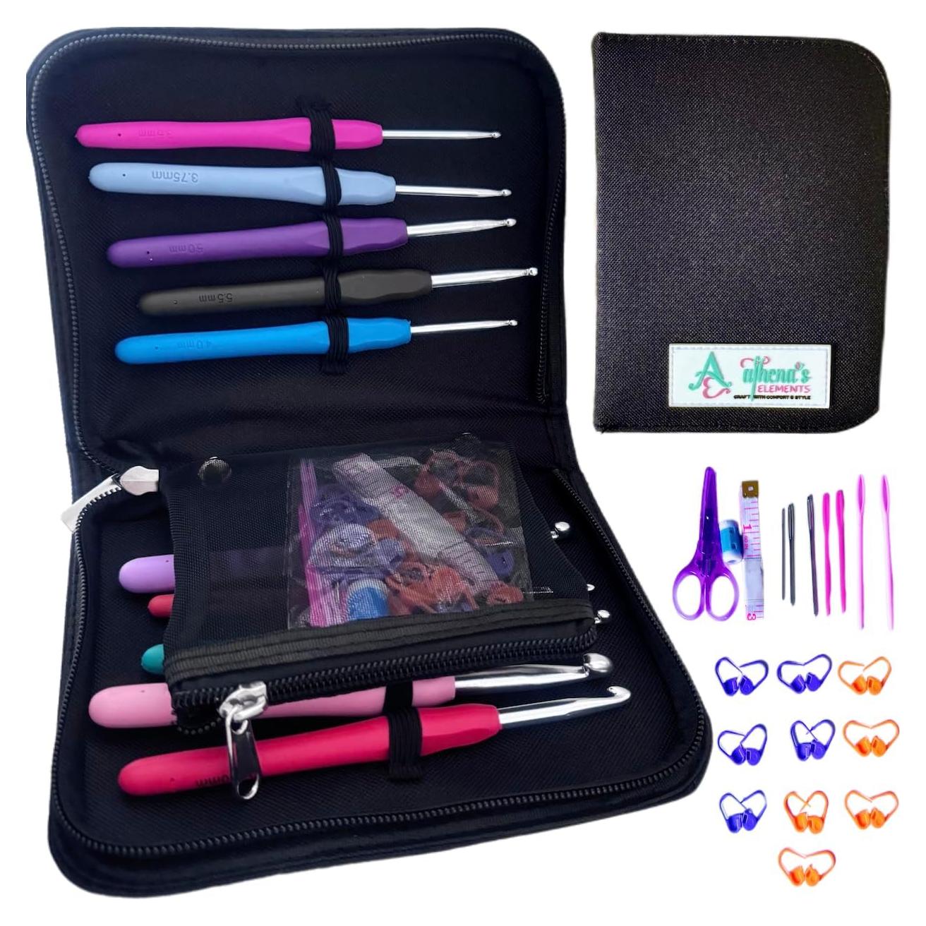 Set de Ganchillos Ergonomicos Elementos de Athena - Negro