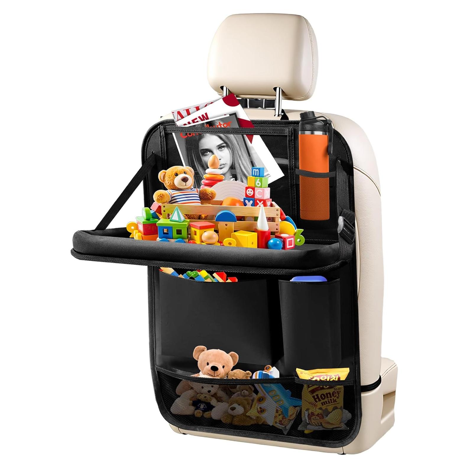 Organizador de Asiento Trasero Zecirl con Bandeja Plegable Negra