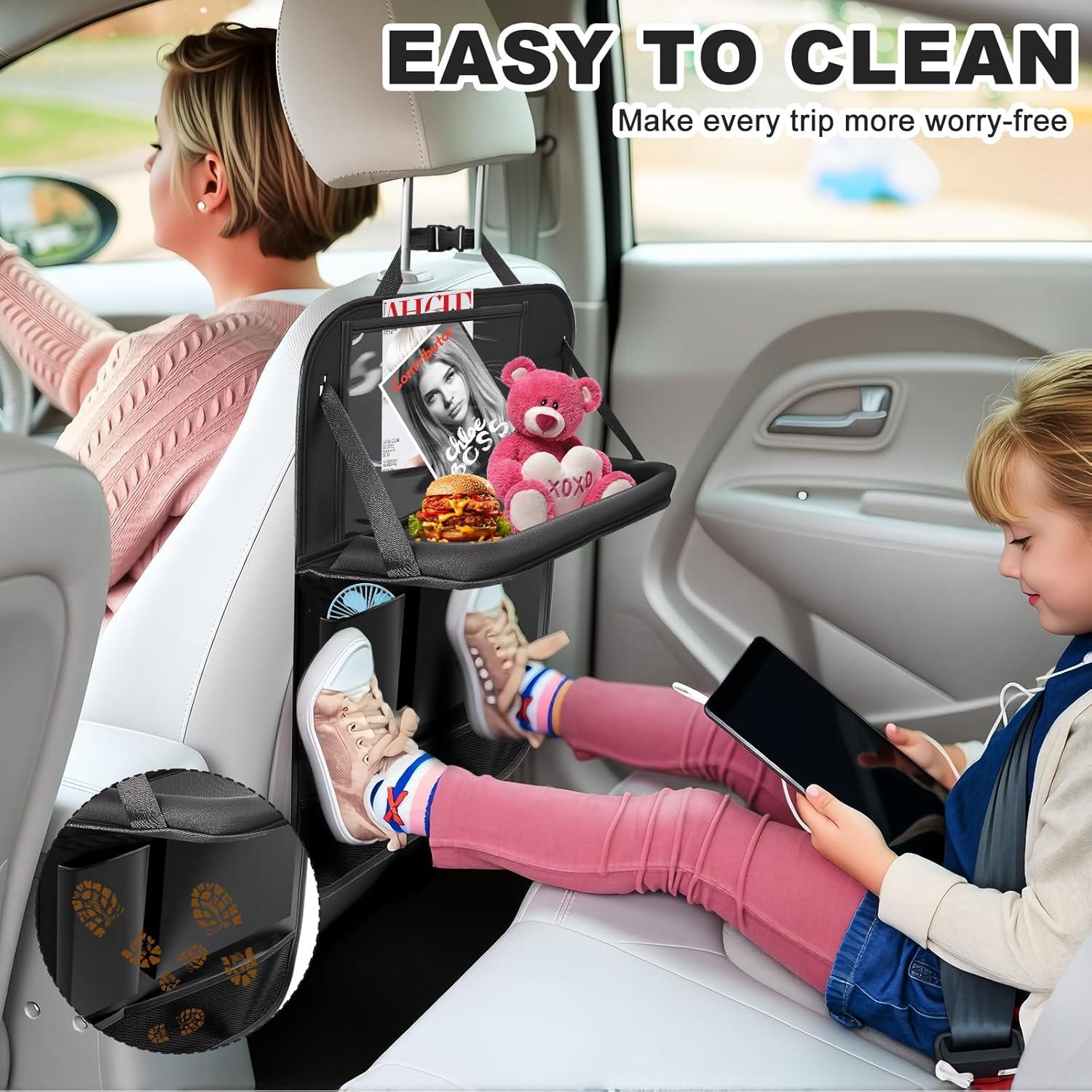 Organizador de Asiento Trasero Zecirl con Bandeja Plegable Negra