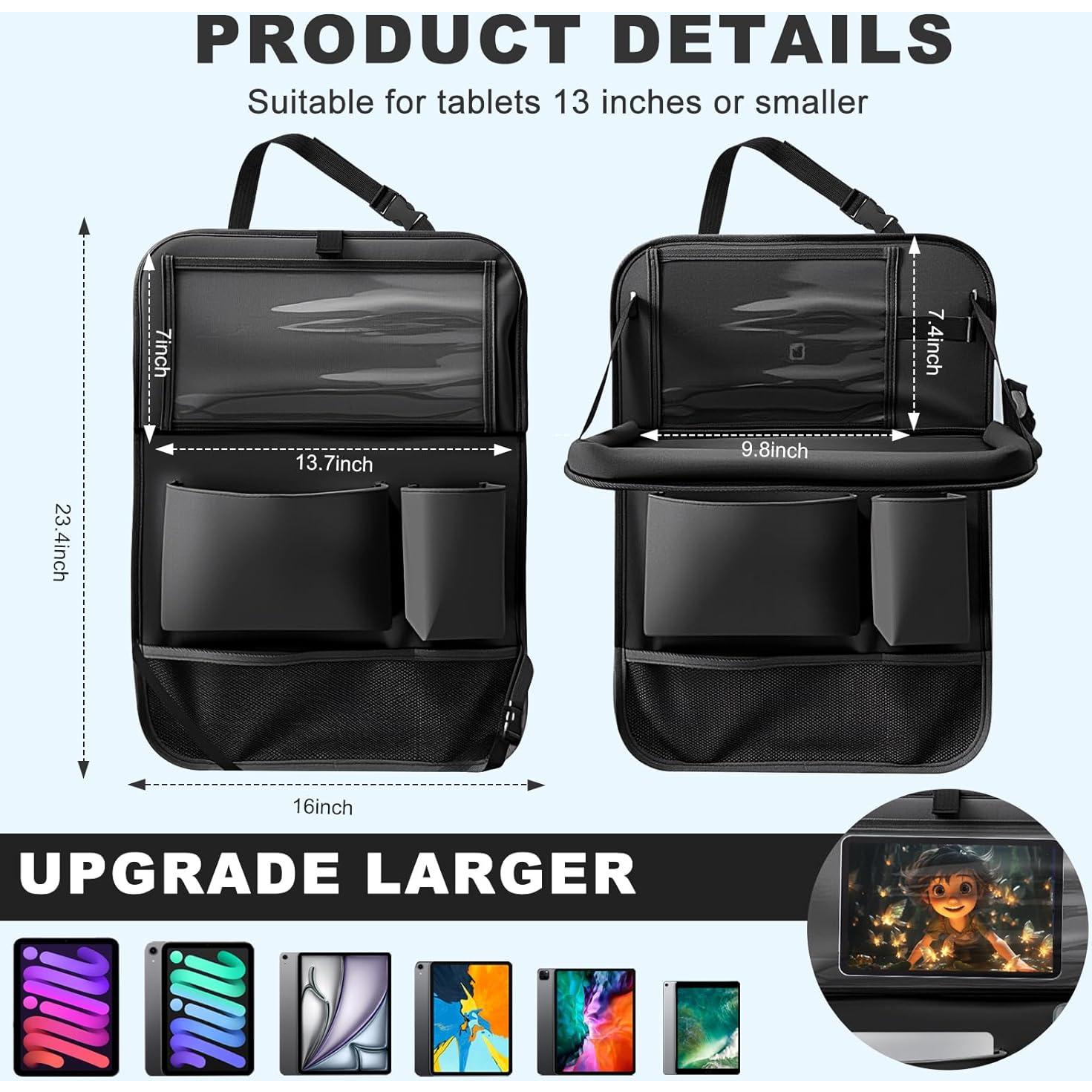 Organizador de Asiento Trasero Zecirl con Bandeja Plegable Negra