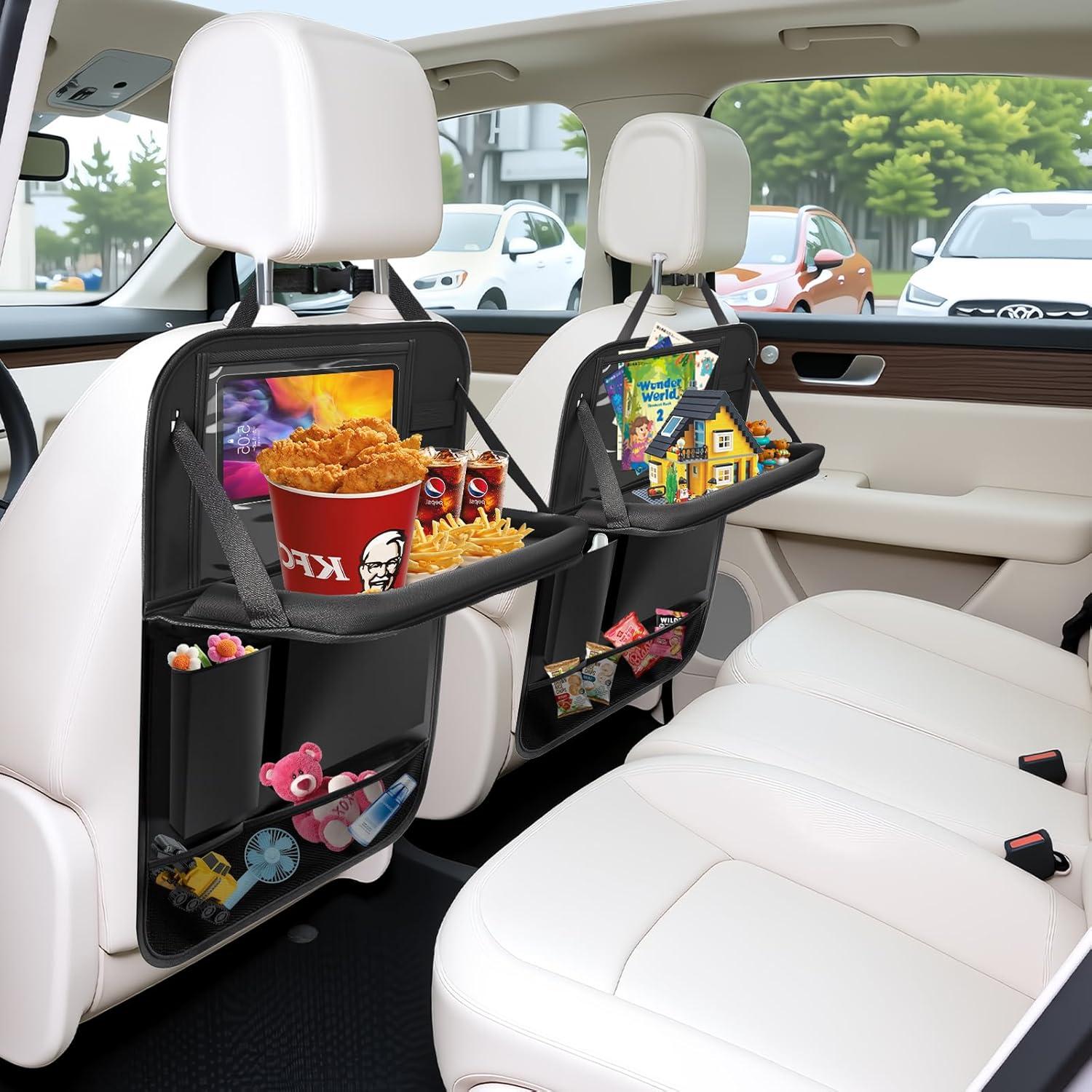 Organizador de Asiento Trasero Zecirl con Bandeja Plegable Negra