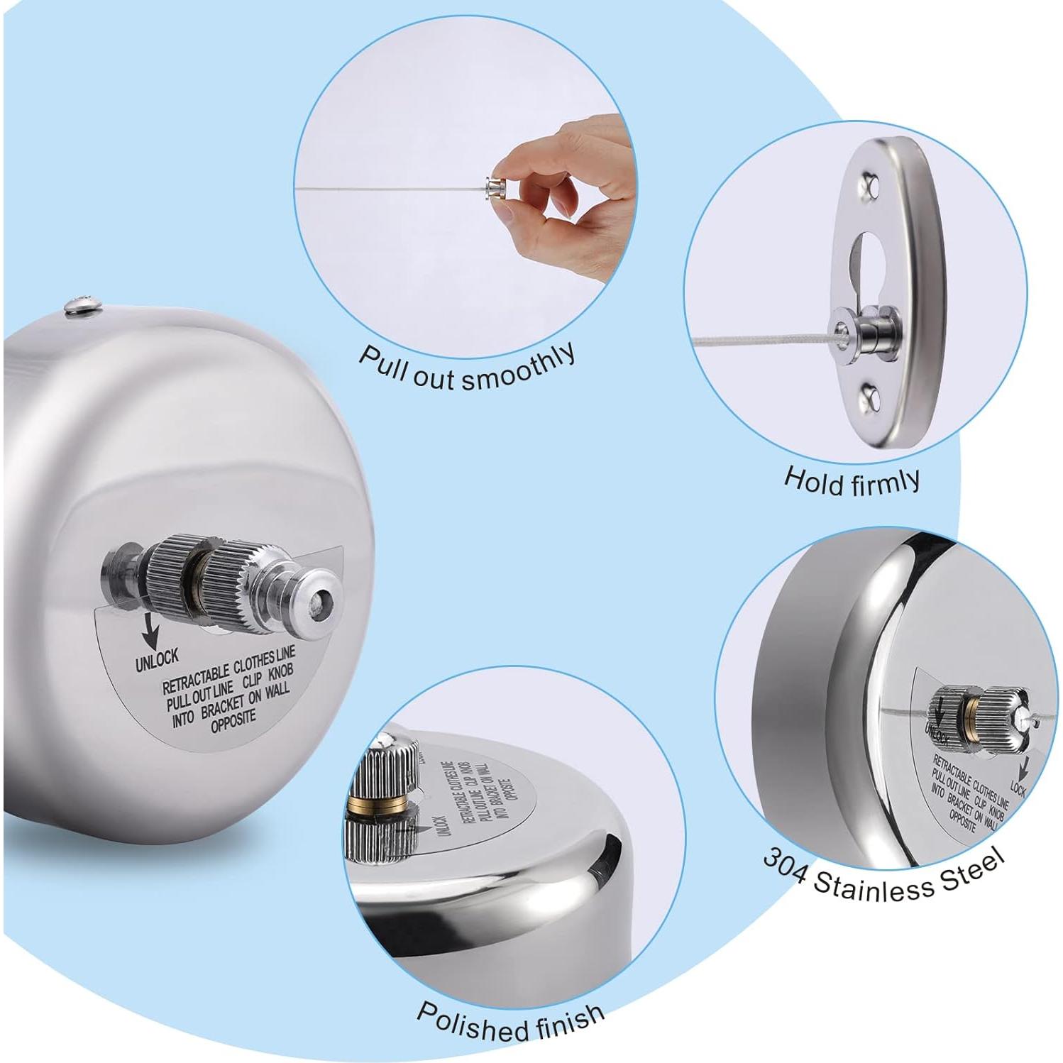 Cuerda de Ropa Retráctil Pequeño Mundo 2.8m Acero Inoxidable