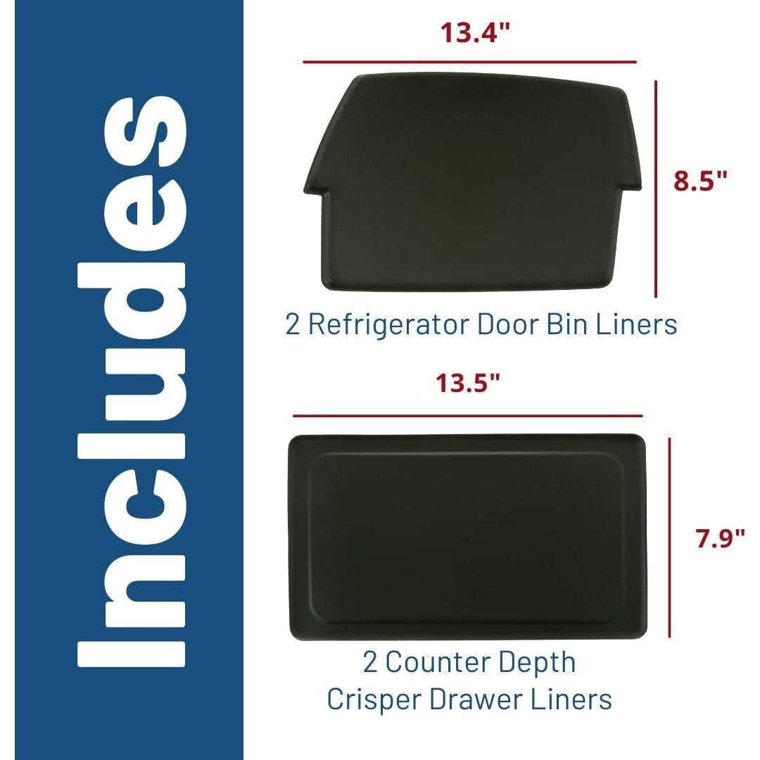 Forros de Cajón y Bin para Refrigerador GE 4 Piezas Antimicrobiano
