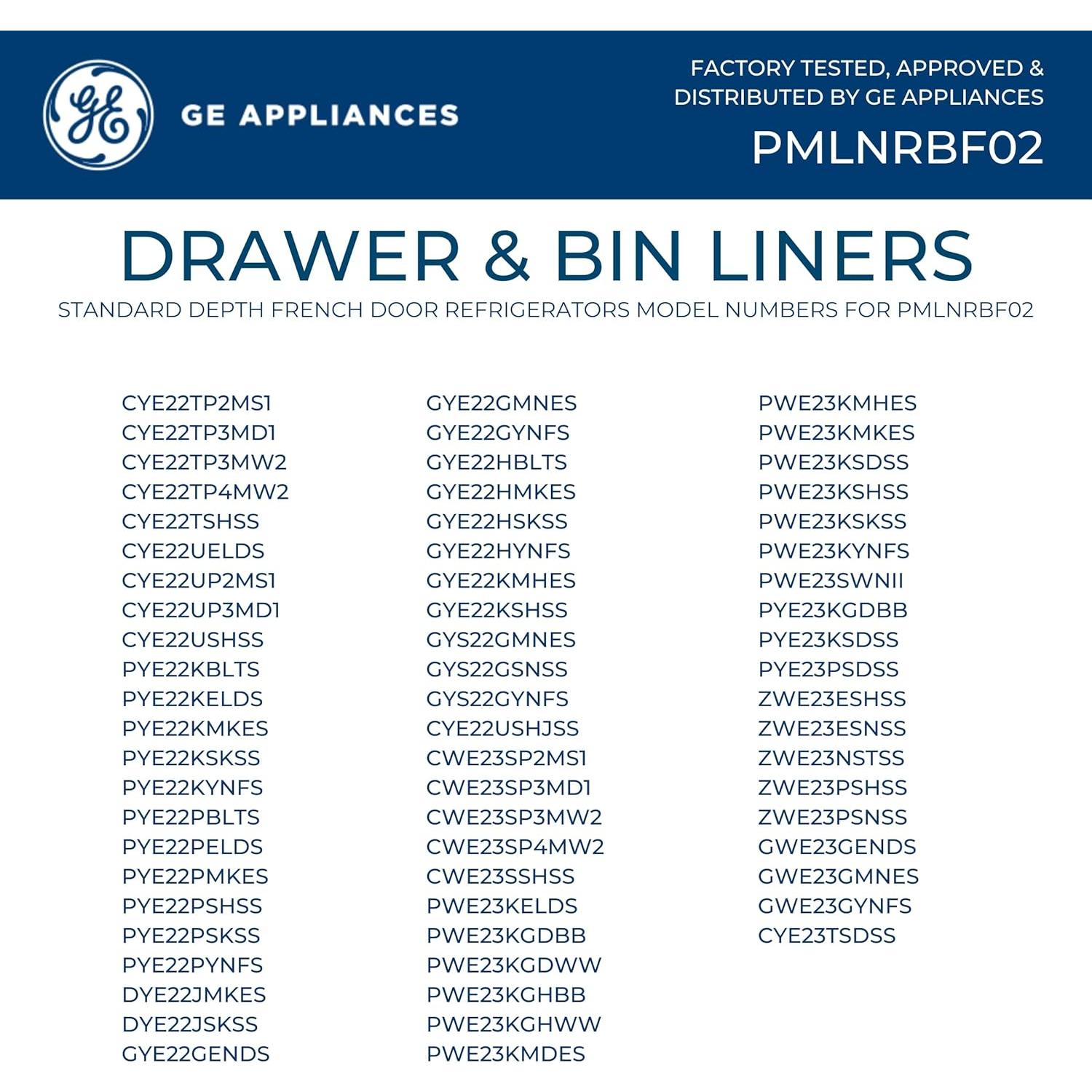 Forros de Cajón y Bin para Refrigerador GE 4 Piezas Antimicrobiano