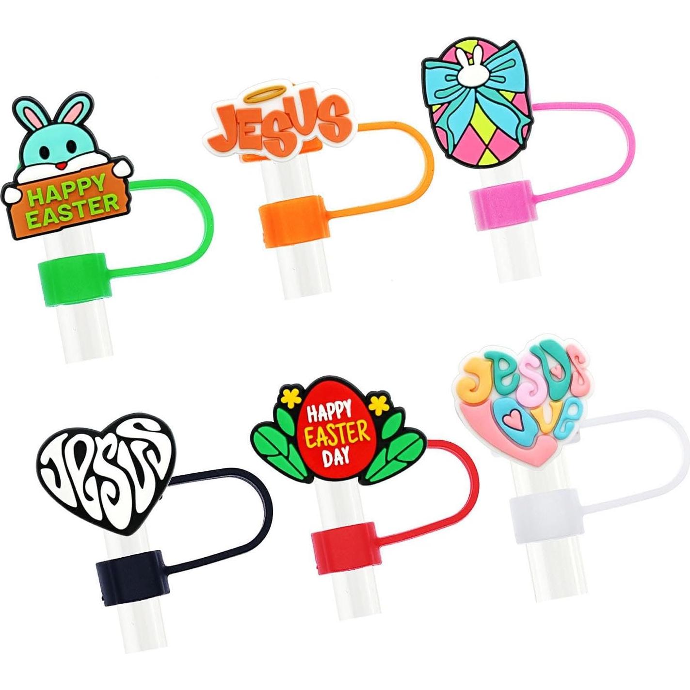 30 Tapas de Pajitas de Pascua YEALQUE Multicolor 10mm Reutilizables