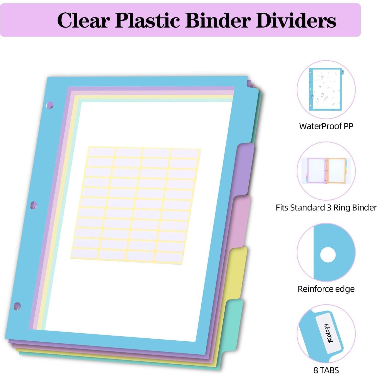 Separadores de Carpeta XUCHUN 5 Pestañas Multicolor con Etiquetas