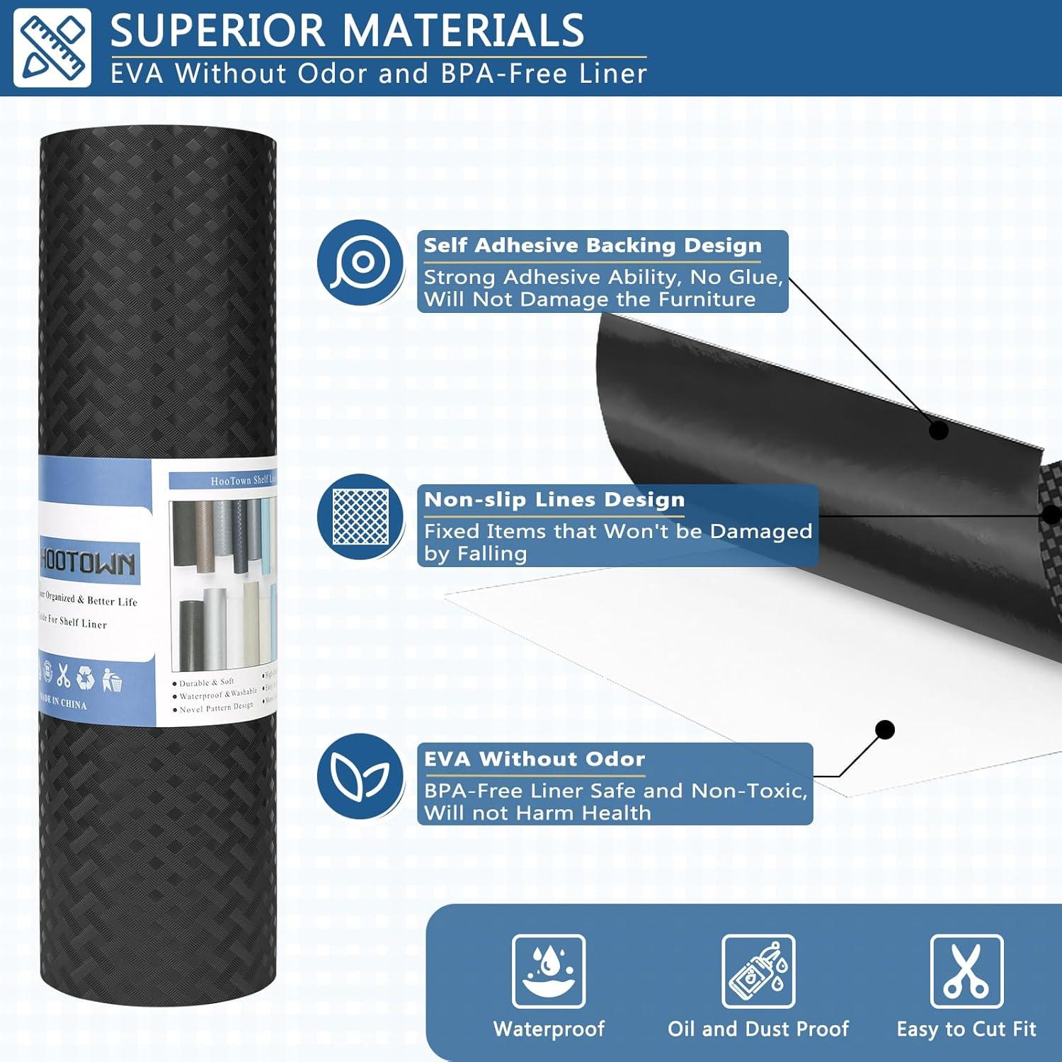 Forro de Estante Autoadhesivo HooTown 30x200 cm Negro Mármol