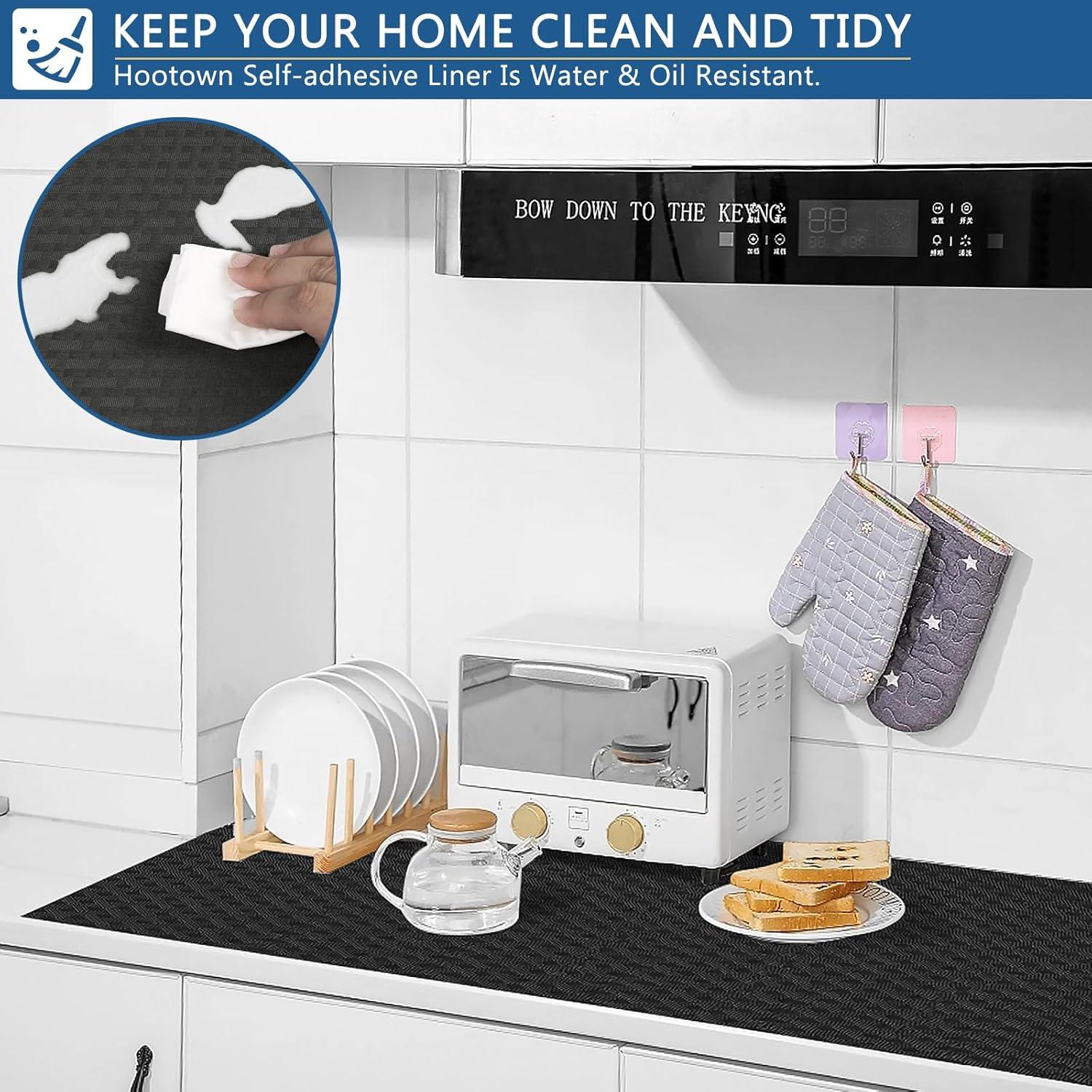 Forro de Estante Autoadhesivo HooTown 30x200 cm Negro Mármol