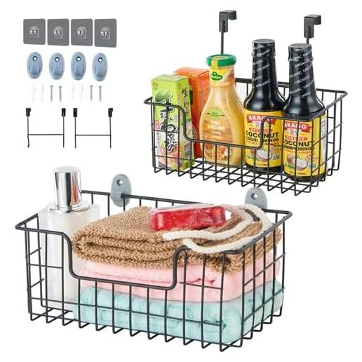 Cesta de Almacenamiento Colgante JUNCHU CHERRY 2 Piezas Negra