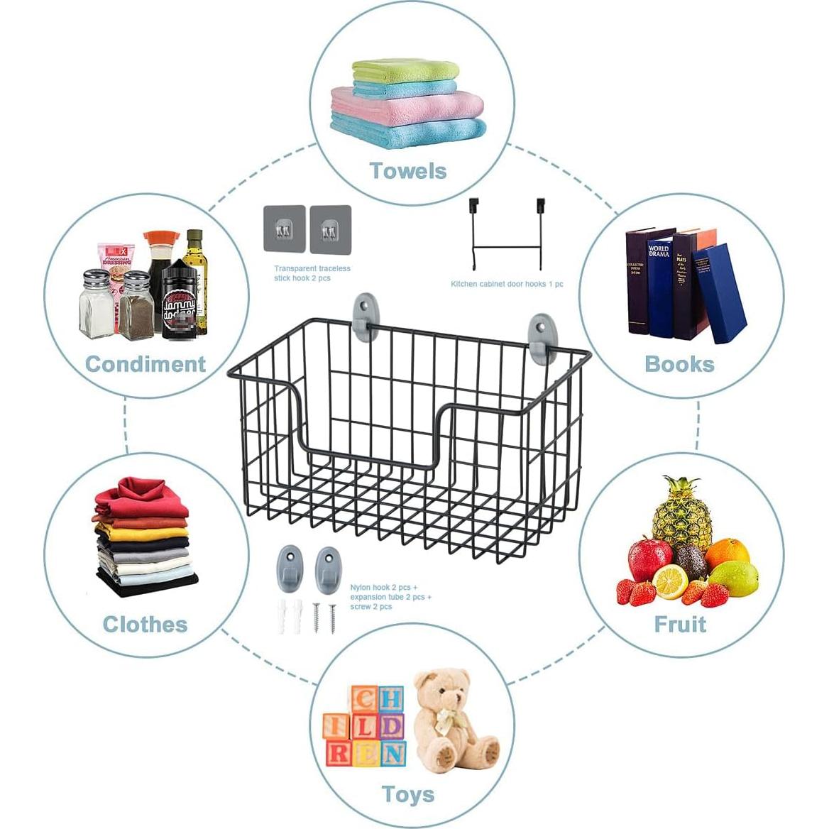 Cesta de Almacenamiento Colgante JUNCHU CHERRY 2 Piezas Negra