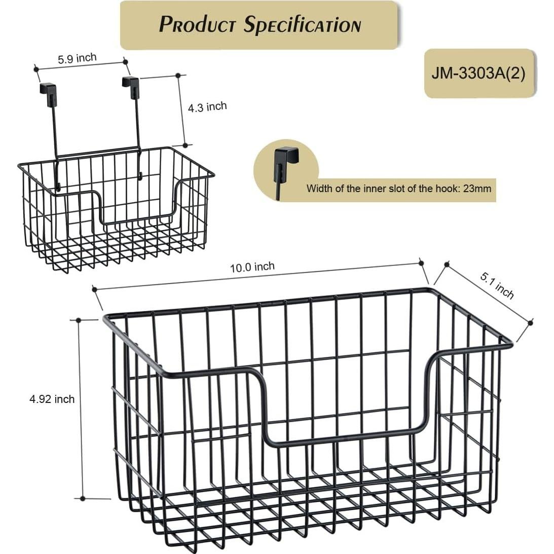 Cesta de Almacenamiento Colgante JUNCHU CHERRY 2 Piezas Negra