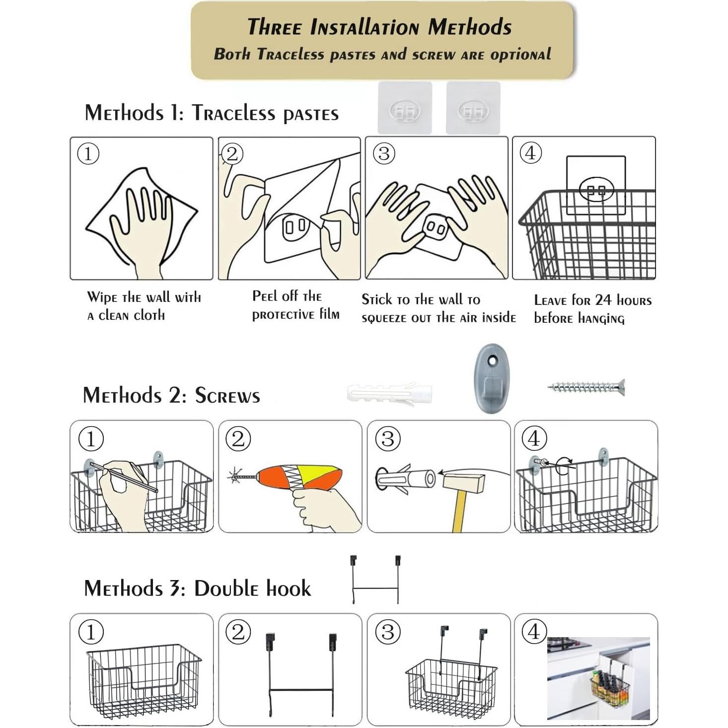 Cesta de Almacenamiento Colgante JUNCHU CHERRY 2 Piezas Negra