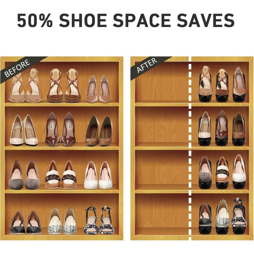 Organizador de Zapatos Monlity 20 Paquetes Ajustable Negro