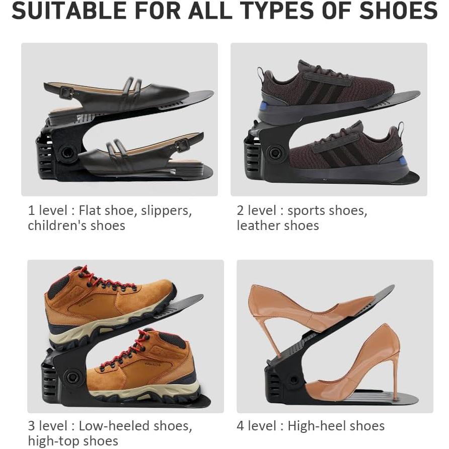 Organizador de Zapatos Monlity 20 Paquetes Ajustable Negro