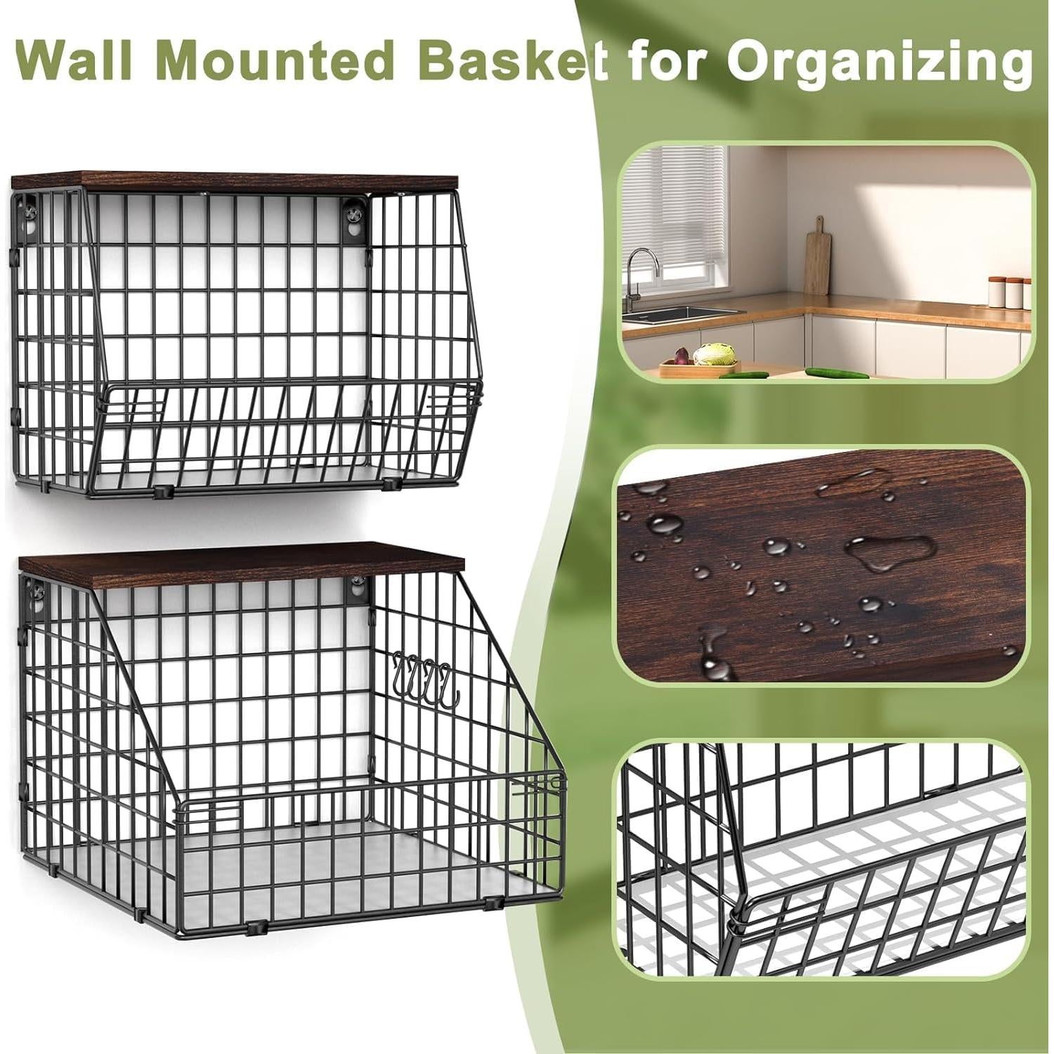 Cestas de Alambre Wawocs para Frutas y Verduras - 2 Piezas