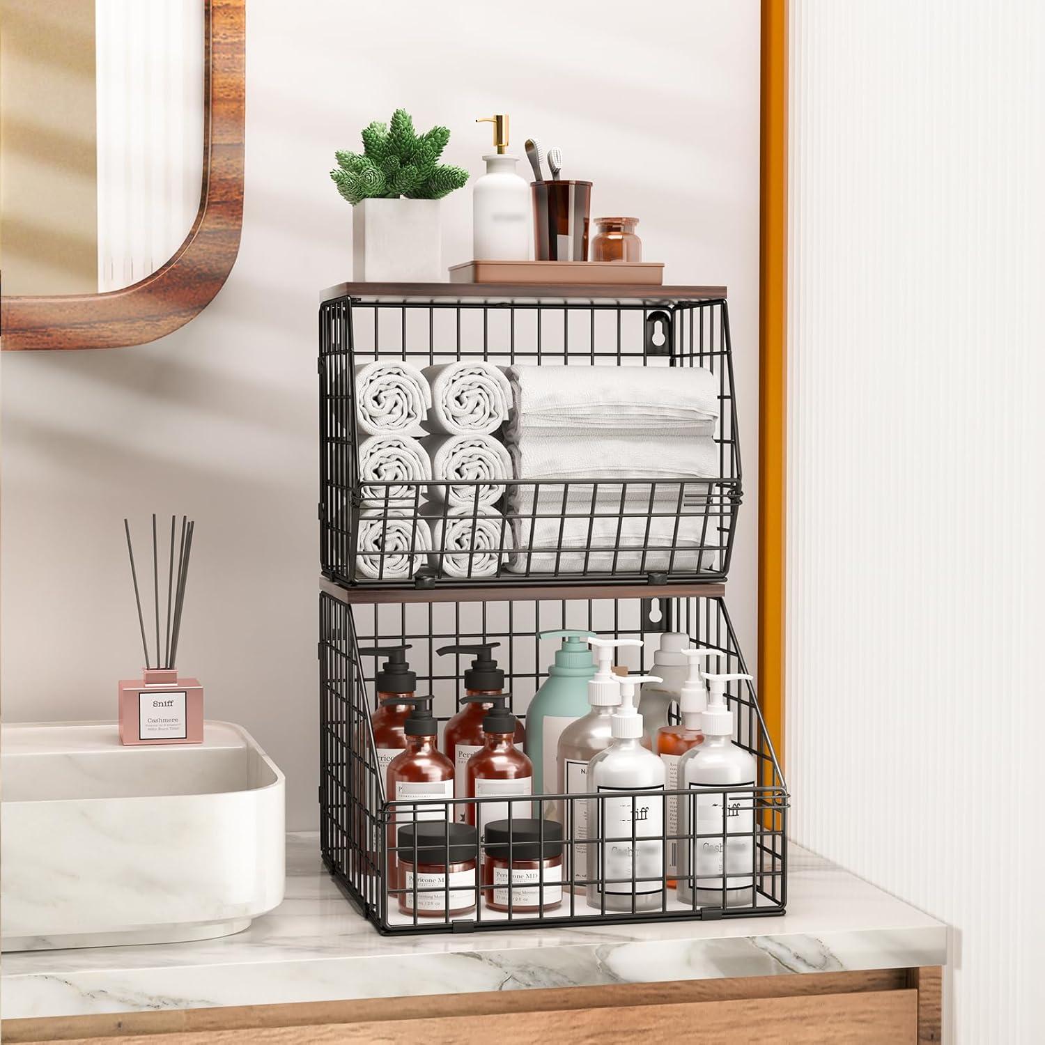 Cestas de Alambre Wawocs para Frutas y Verduras - 2 Piezas