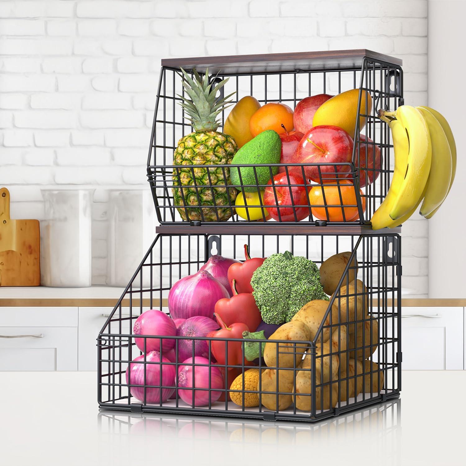 Cestas de Alambre Wawocs para Frutas y Verduras - 2 Piezas