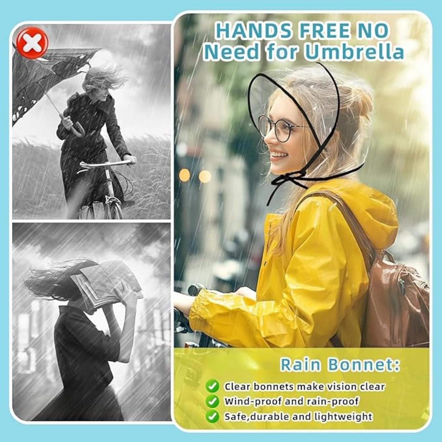 Gorro de Lluvia Impermeable Hufopik con Visera Transparente - 4 Piezas
