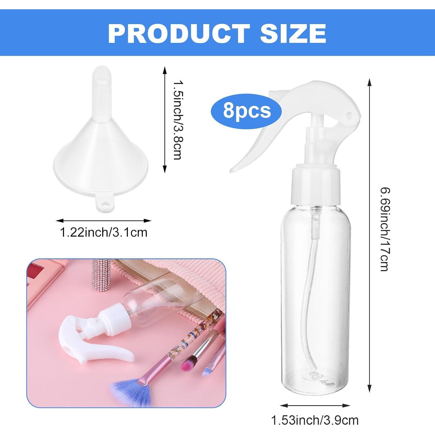 Molain 8 Botellas de Spray 100ml A Prueba de Fugas Negro