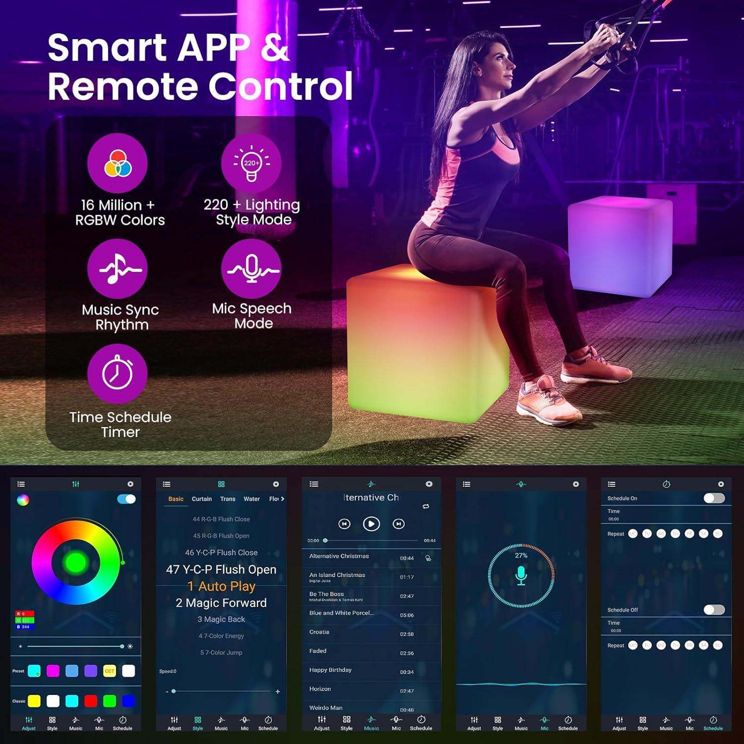 Lámpara de Piso Cubo LED RGB LOFTEK 30 cm Control APP