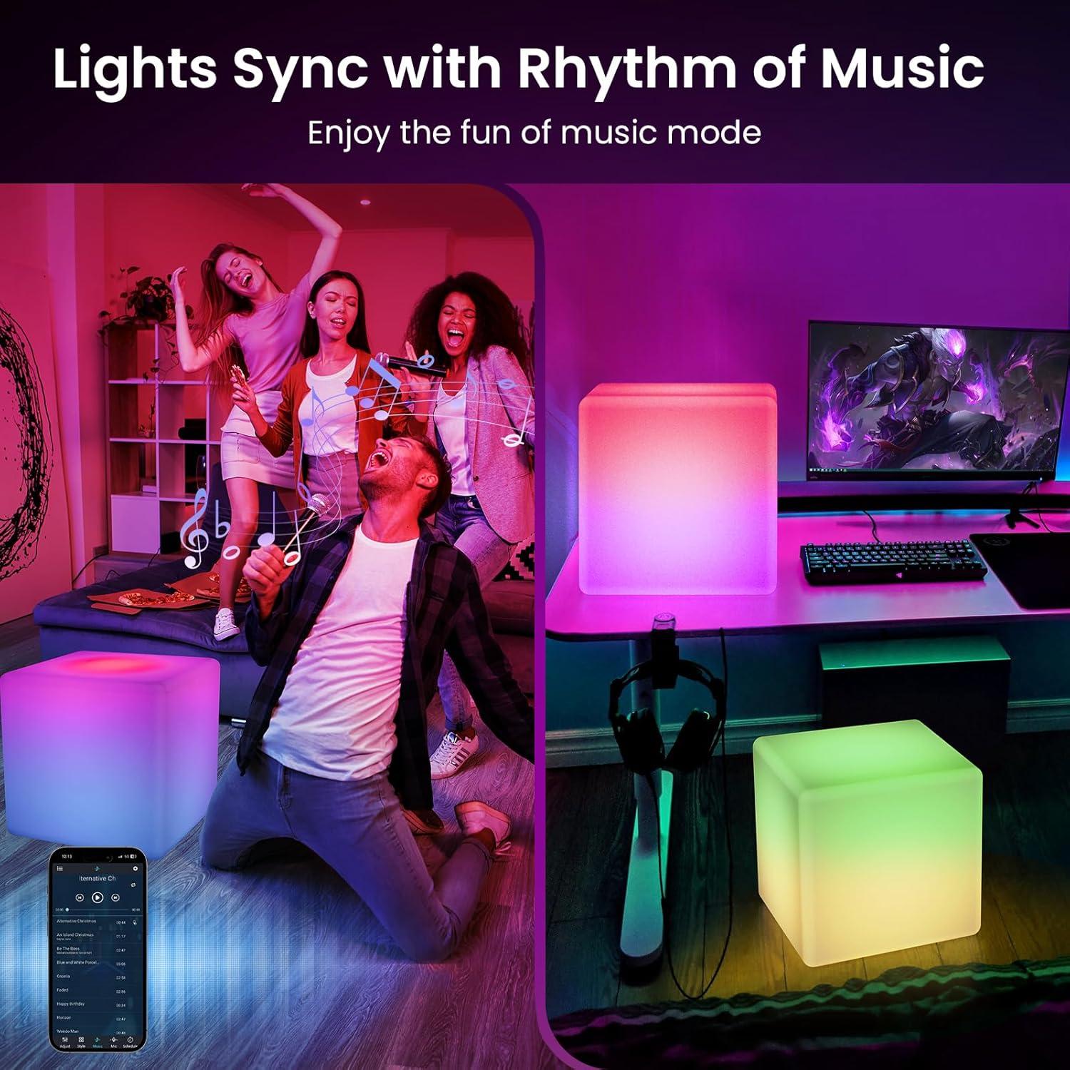 Lámpara de Piso Cubo LED RGB LOFTEK 30 cm Control APP