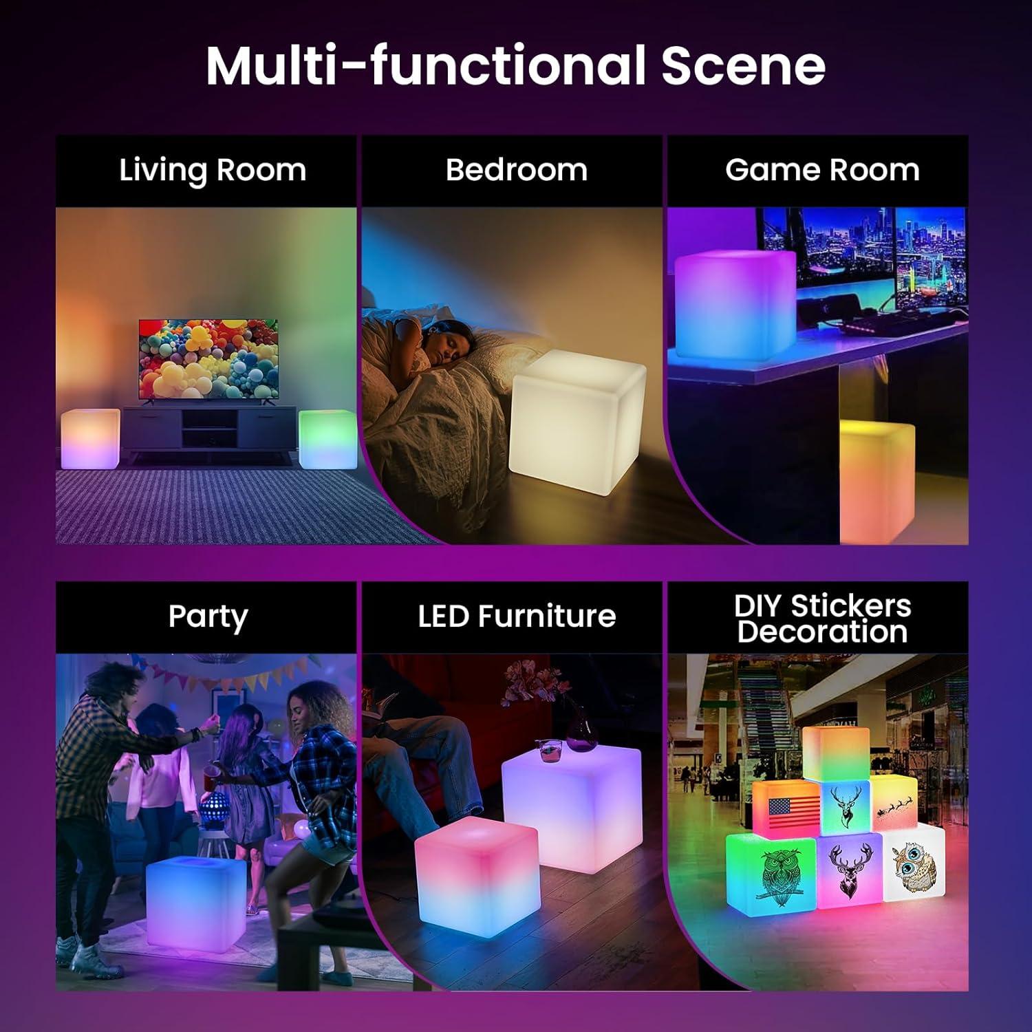Lámpara de Piso Cubo LED RGB LOFTEK 30 cm Control APP