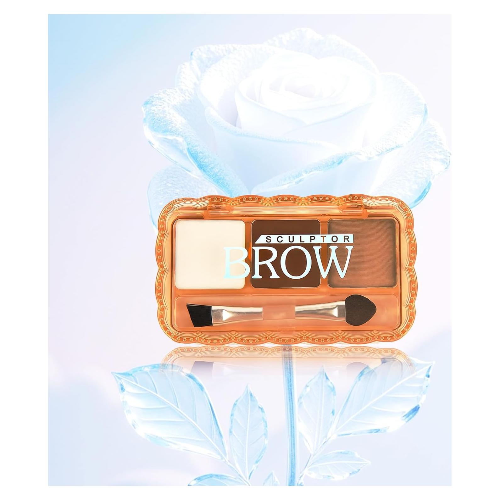 Brow Powder for Eyebrows,Long-Lasting Matte,Eye Shadow and Contouring Three-in-one,Soft and Natural,Helps Enhance & Define Brows,Compact Size,Includes Applicator Brush,1#Light Brown&Brown