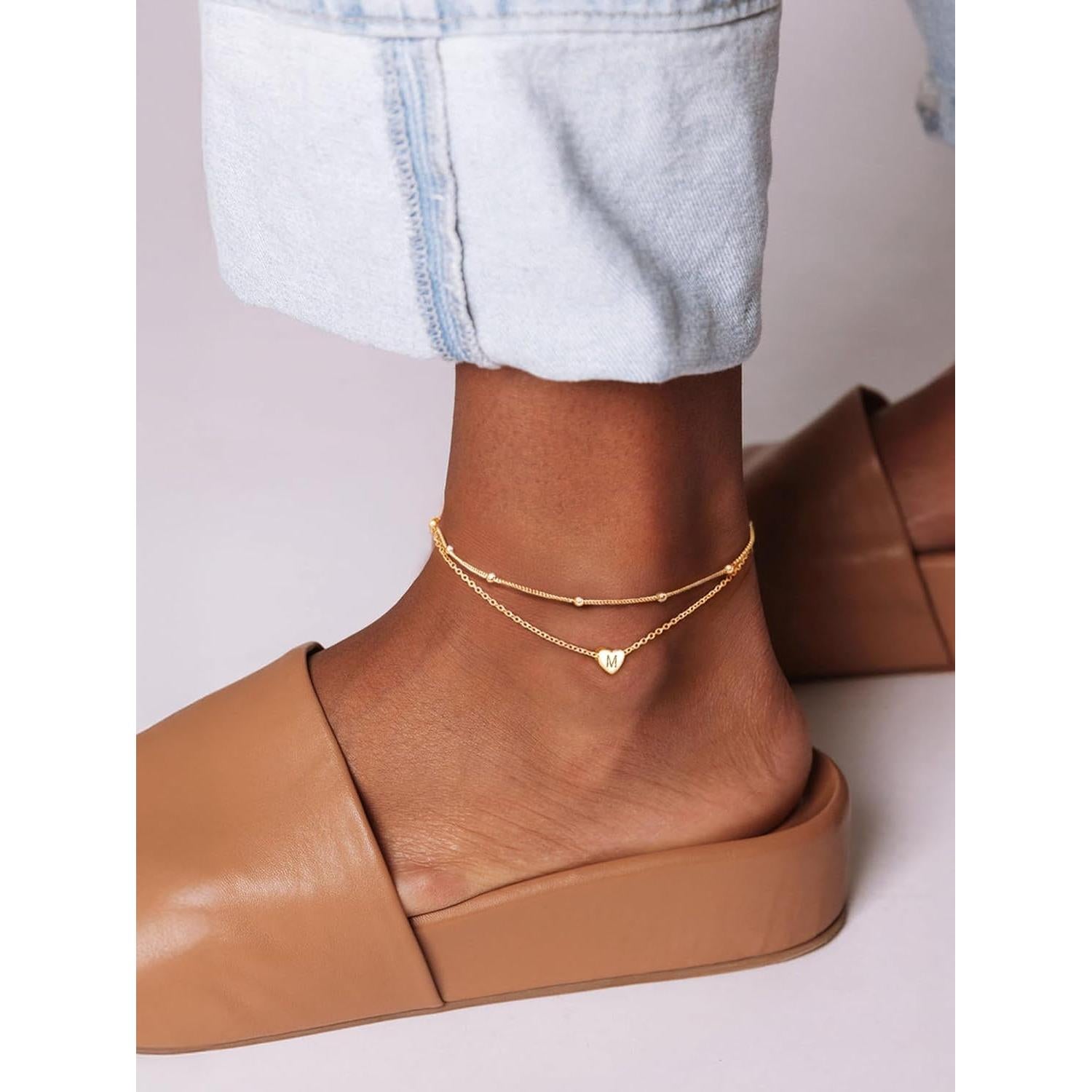 Pulsera de Tobillo ChicSilver Plata Esterlina 925 Oro 14K Ajustable