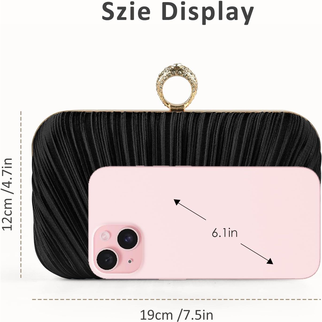 Bolso Clutch de Noche PACETAP para Mujeres - Negro, 17.78x10.16cm