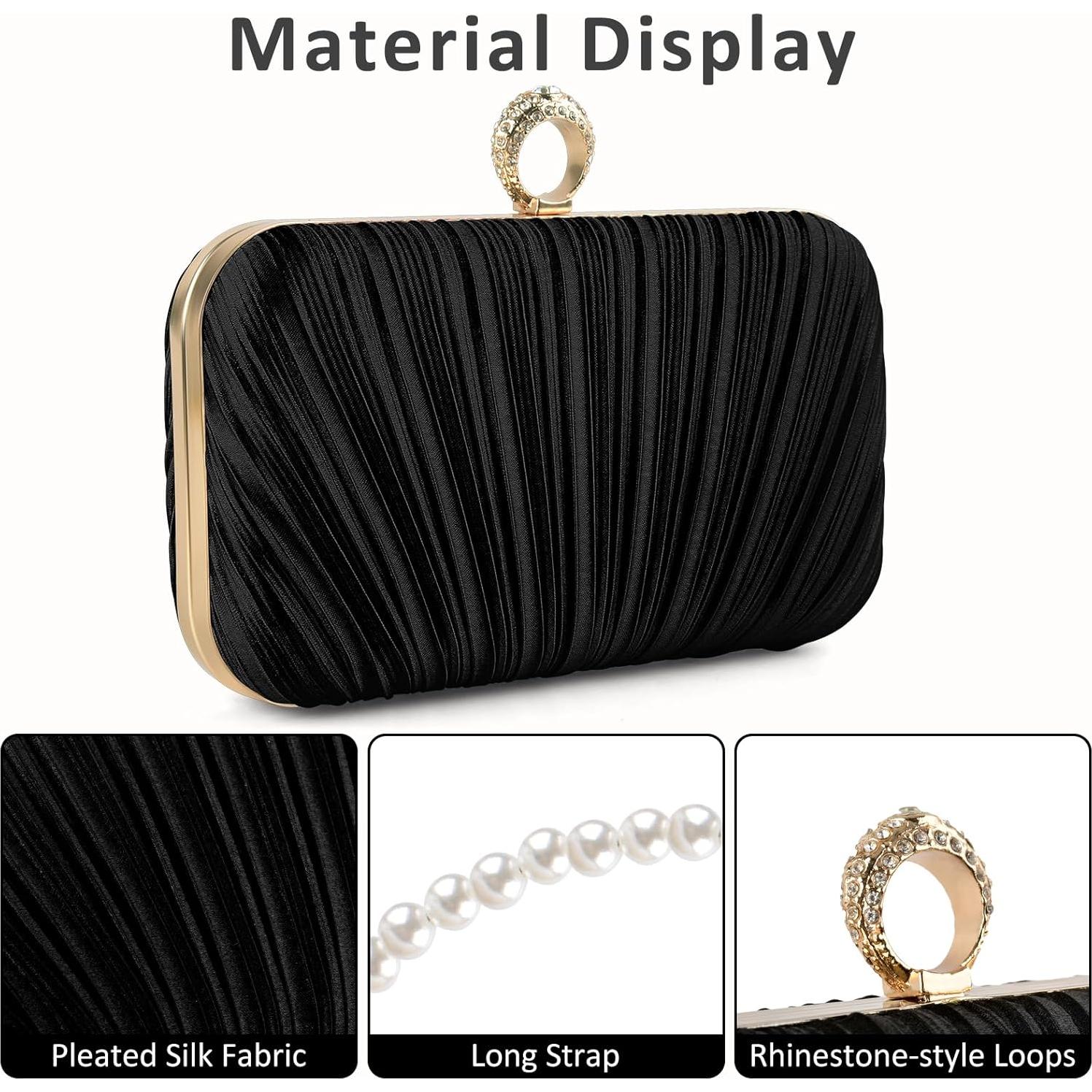 Bolso Clutch de Noche PACETAP para Mujeres - Negro, 17.78x10.16cm