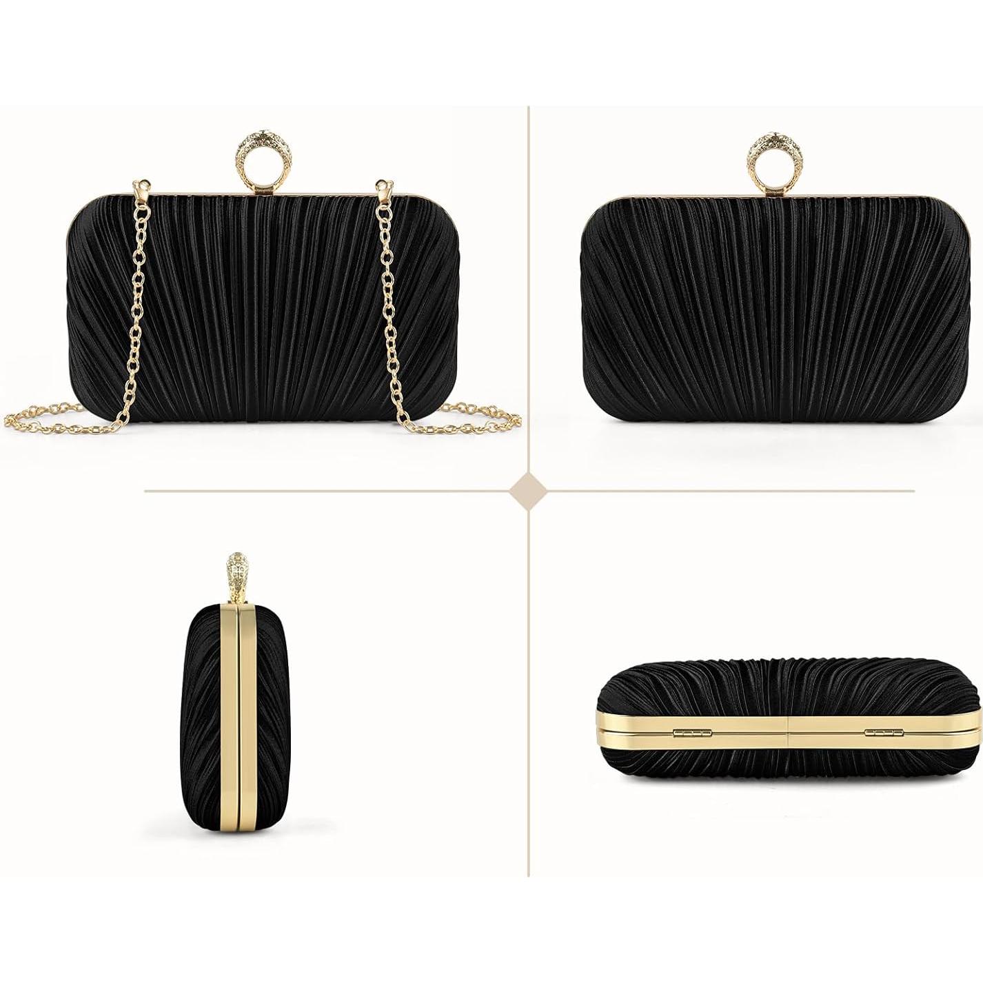 Bolso Clutch de Noche PACETAP para Mujeres - Negro, 17.78x10.16cm