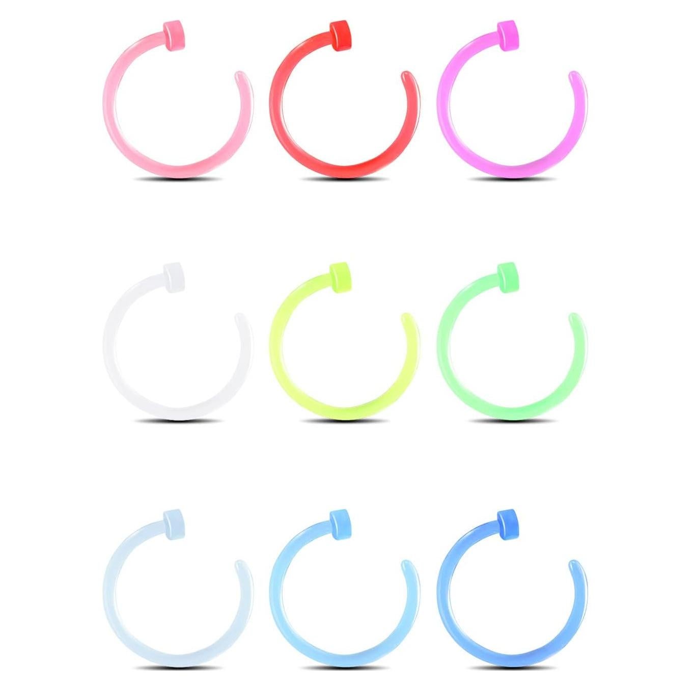 Aros de Nariz Bioflex OUFER 20G Neon 9PCS Hipoalergénicos