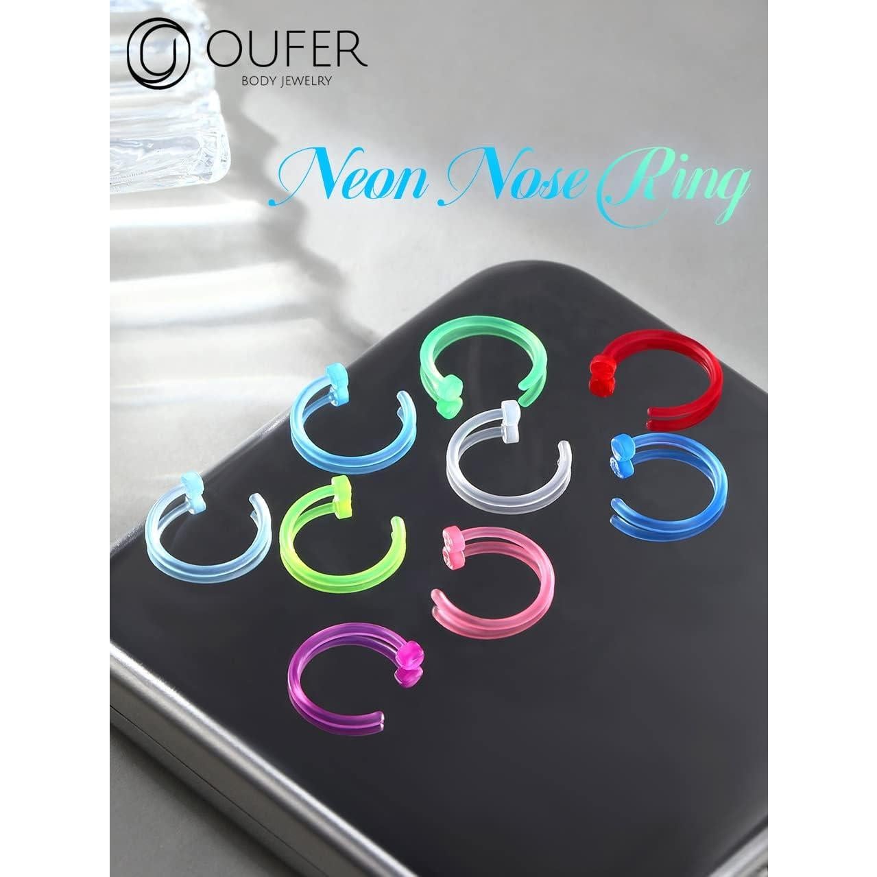 Aros de Nariz Bioflex OUFER 20G Neon 9PCS Hipoalergénicos