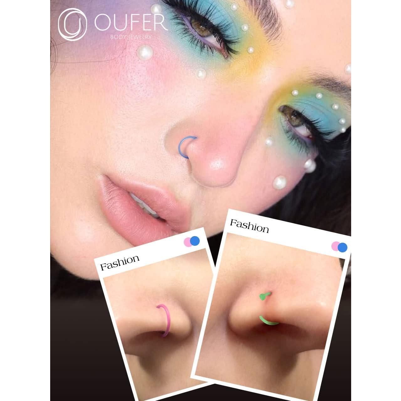 Aros de Nariz Bioflex OUFER 20G Neon 9PCS Hipoalergénicos