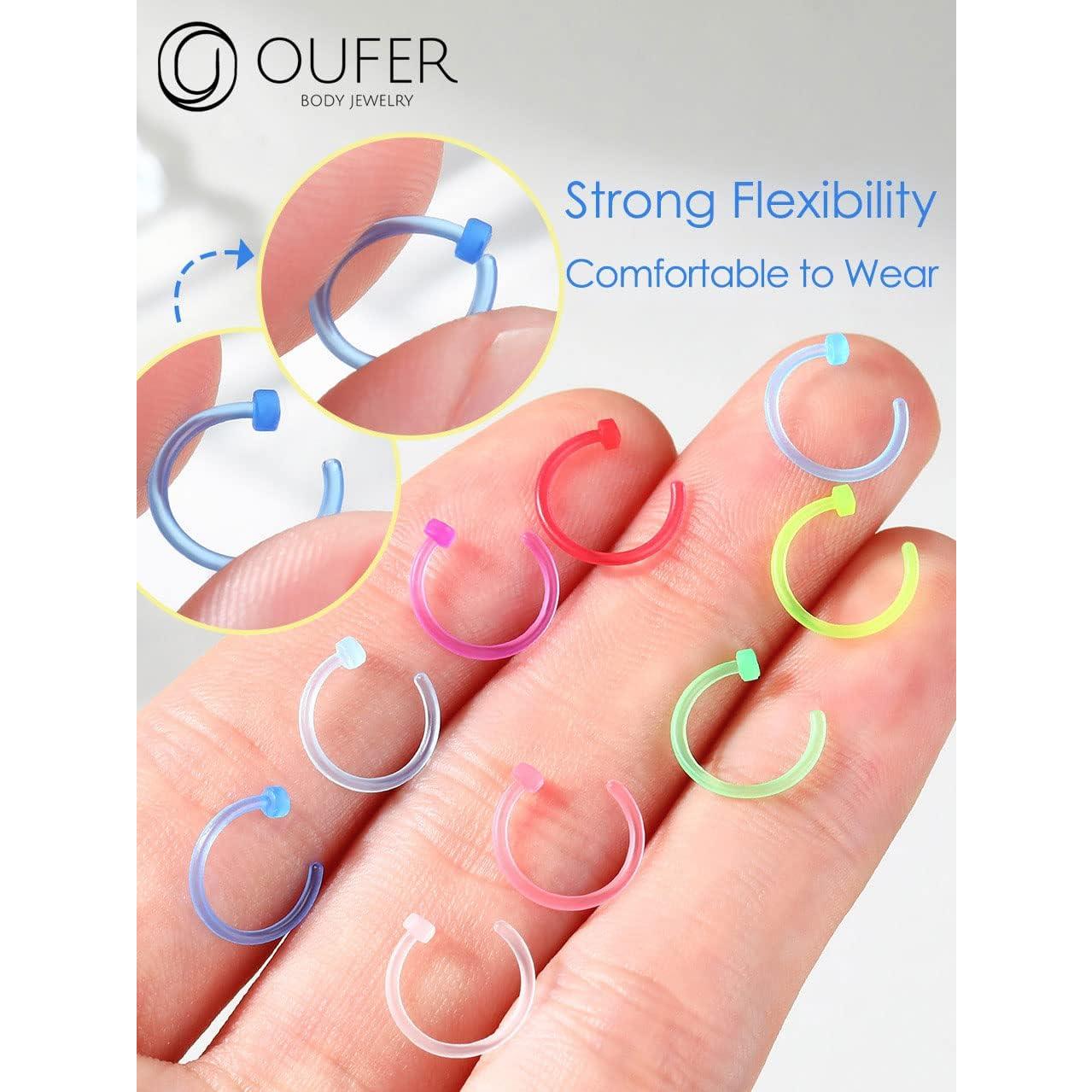 Aros de Nariz Bioflex OUFER 20G Neon 9PCS Hipoalergénicos