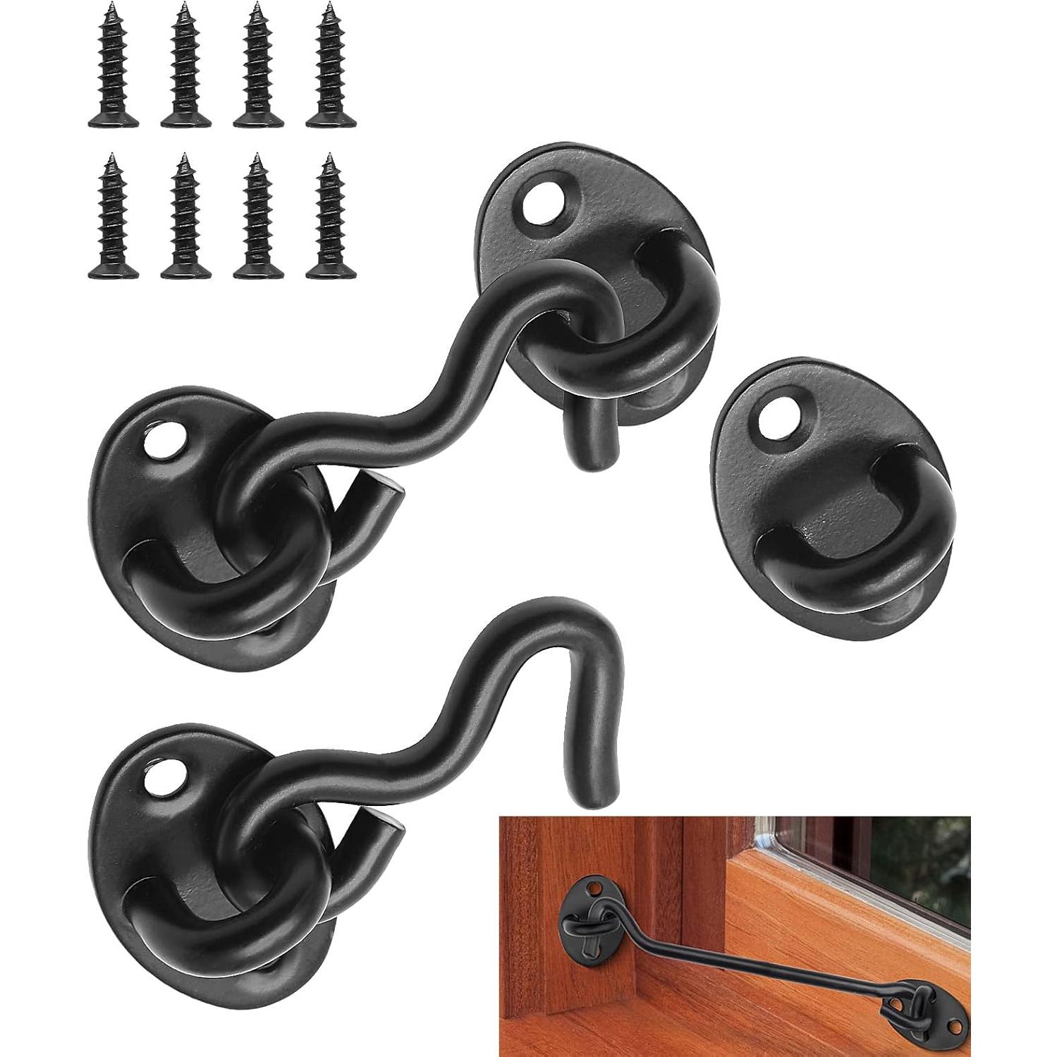 Pestillo Gancho y Ojo Waziaqoc 5.08 cm Acero Inoxidable Negro