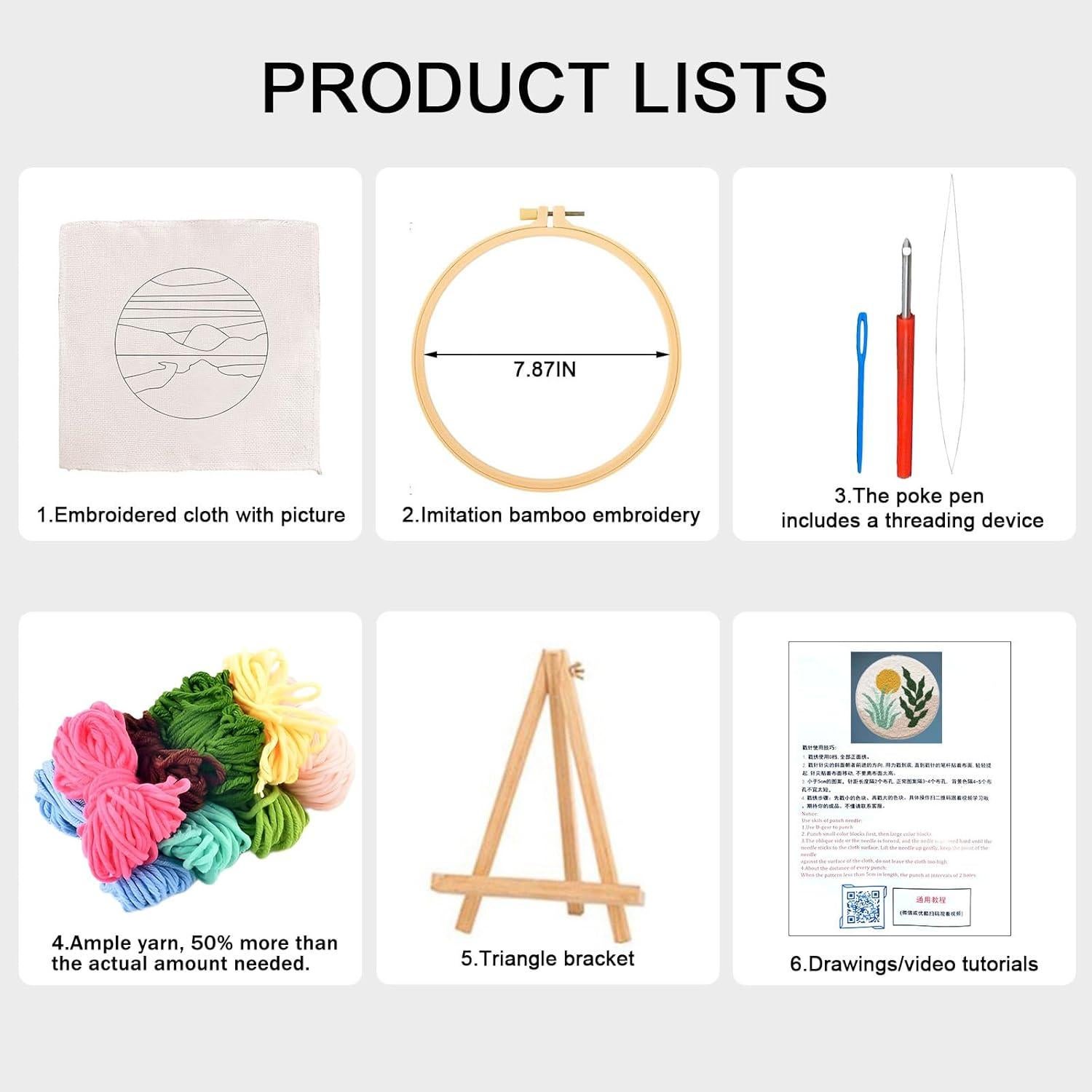 Kit de Punch Needle PYHIRRY para Principiantes - 20 cm, Hierba