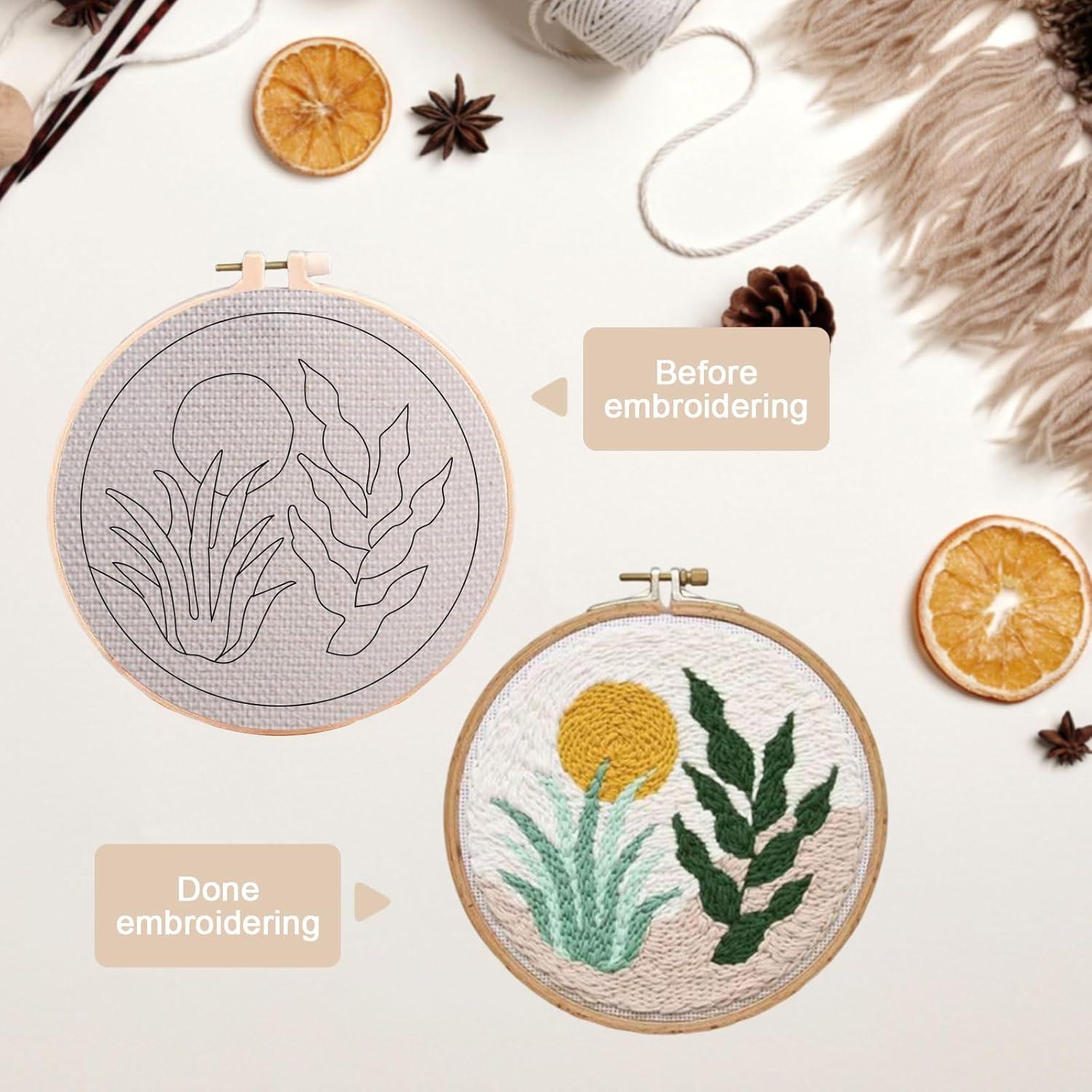 Kit de Punch Needle PYHIRRY para Principiantes - 20 cm, Hierba