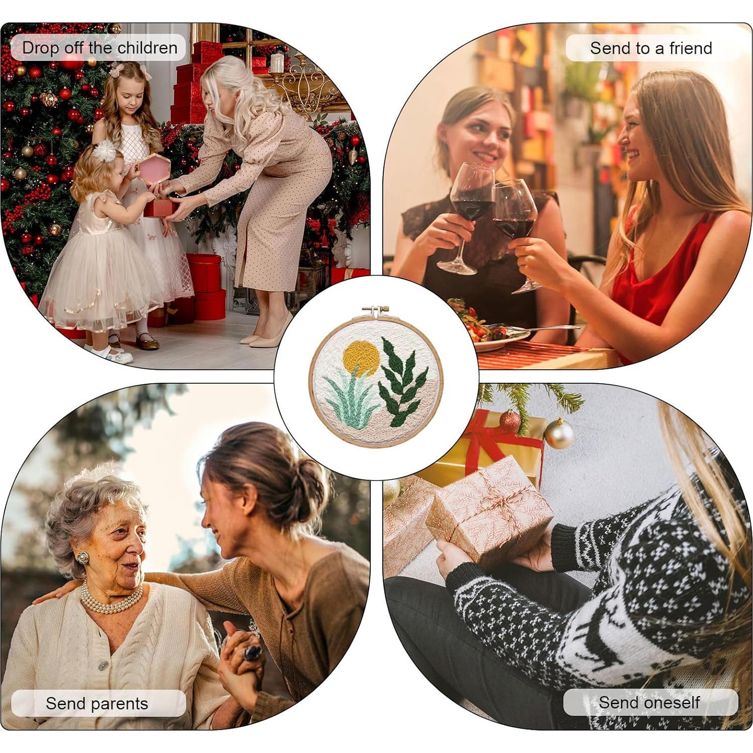 Kit de Punch Needle PYHIRRY para Principiantes - 20 cm, Hierba