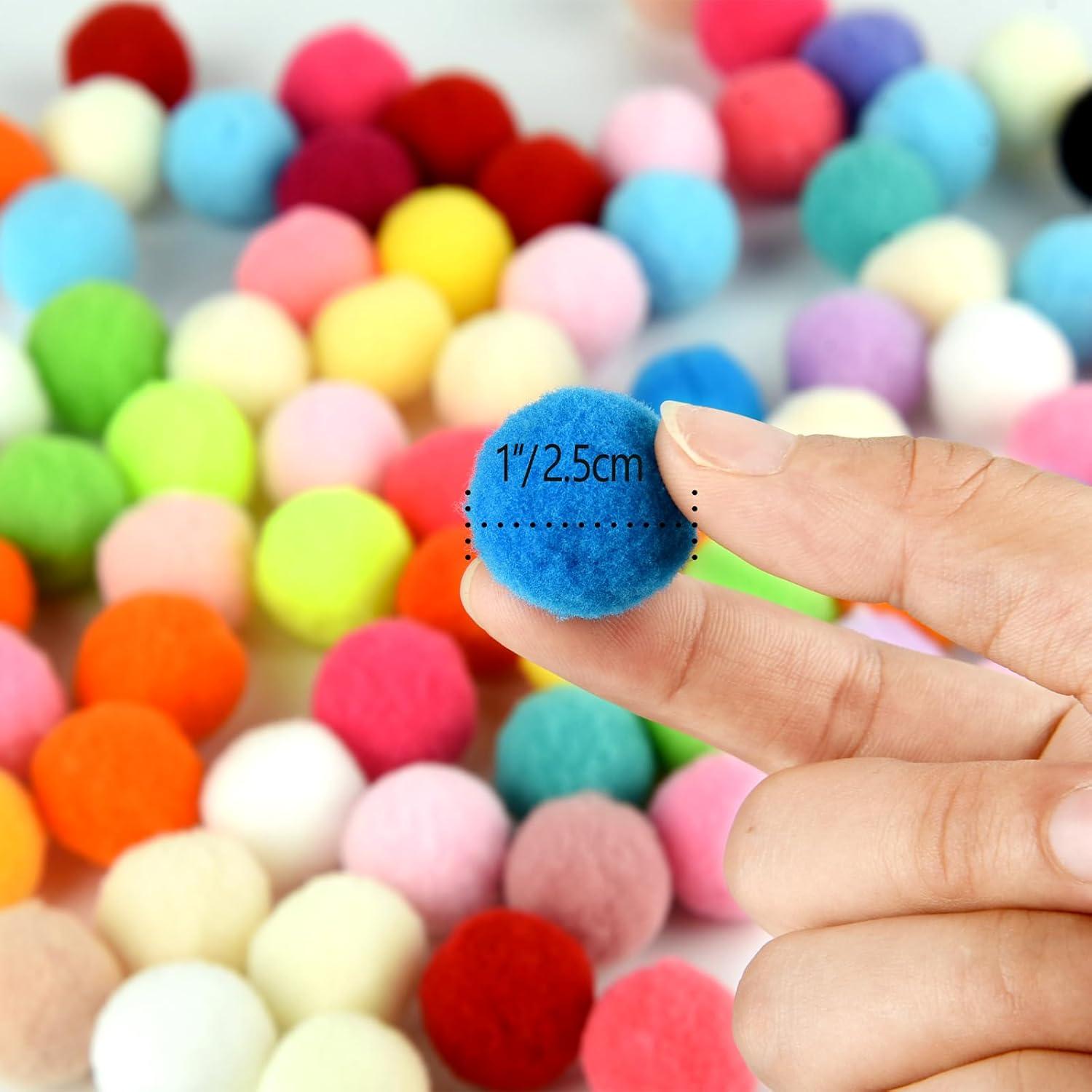 TUPARKA 100 Pcs Craft Pom Poms 1 Inch Felt Balls for Kids DIY Art Creative Crafts Projects and Decoration(Multicolor)