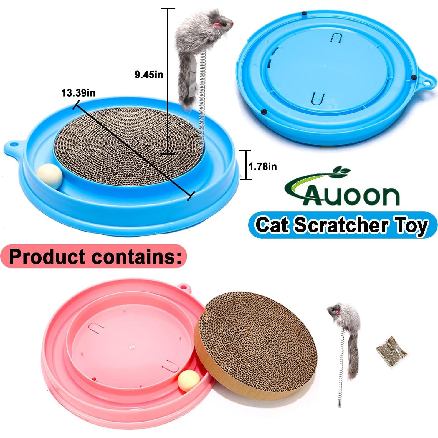 AUOON Juguete Rascador para Gatos 3 en 1 con Pelota y Ratón
