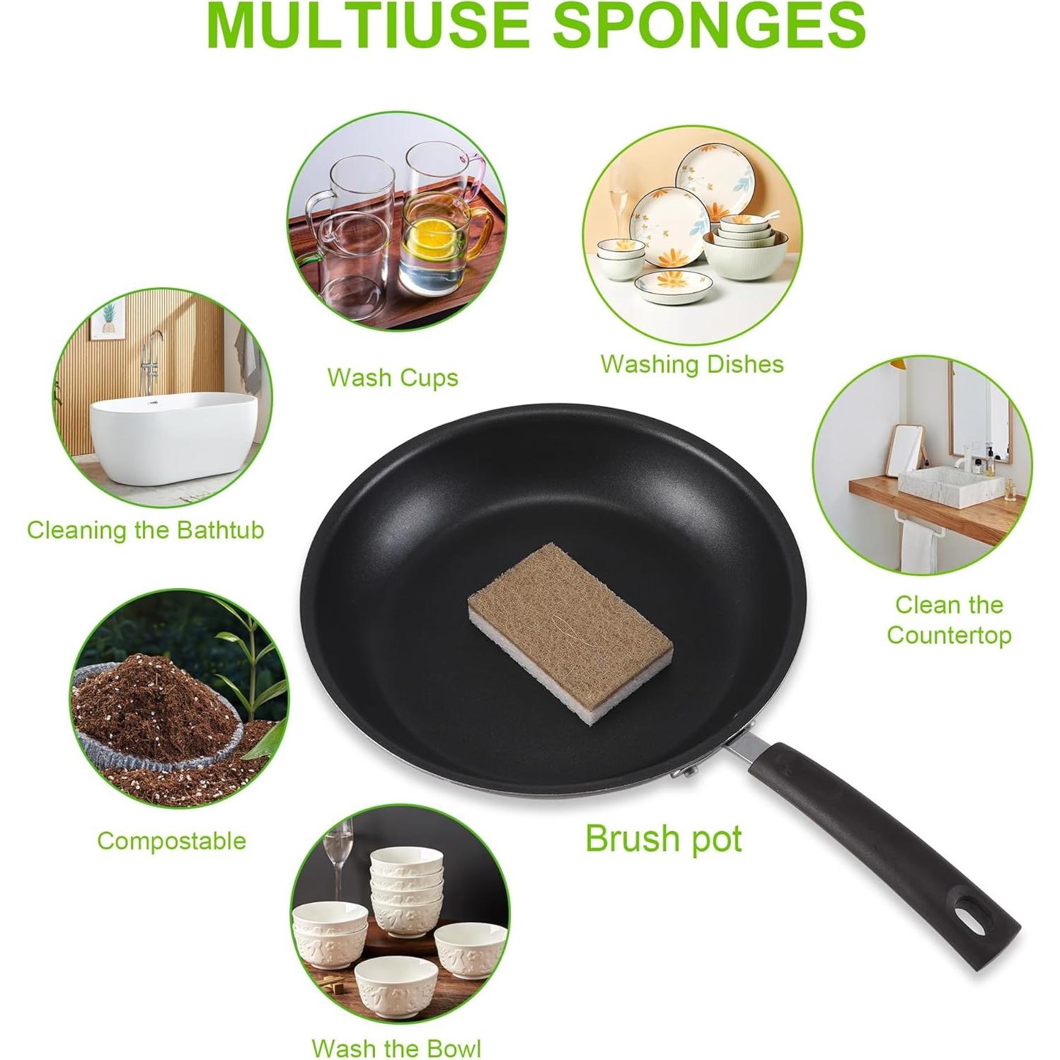 Esponjas Naturales Ecológicas Hasumcol 12 Pcs Coco y Celulosa