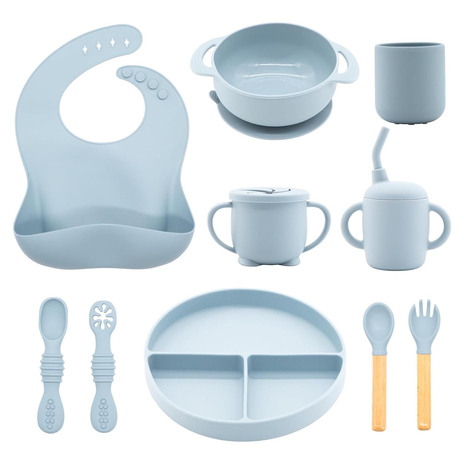 Juego de Alimentación para Bebés CHCC 10 Piezas Azul Libre de BPA