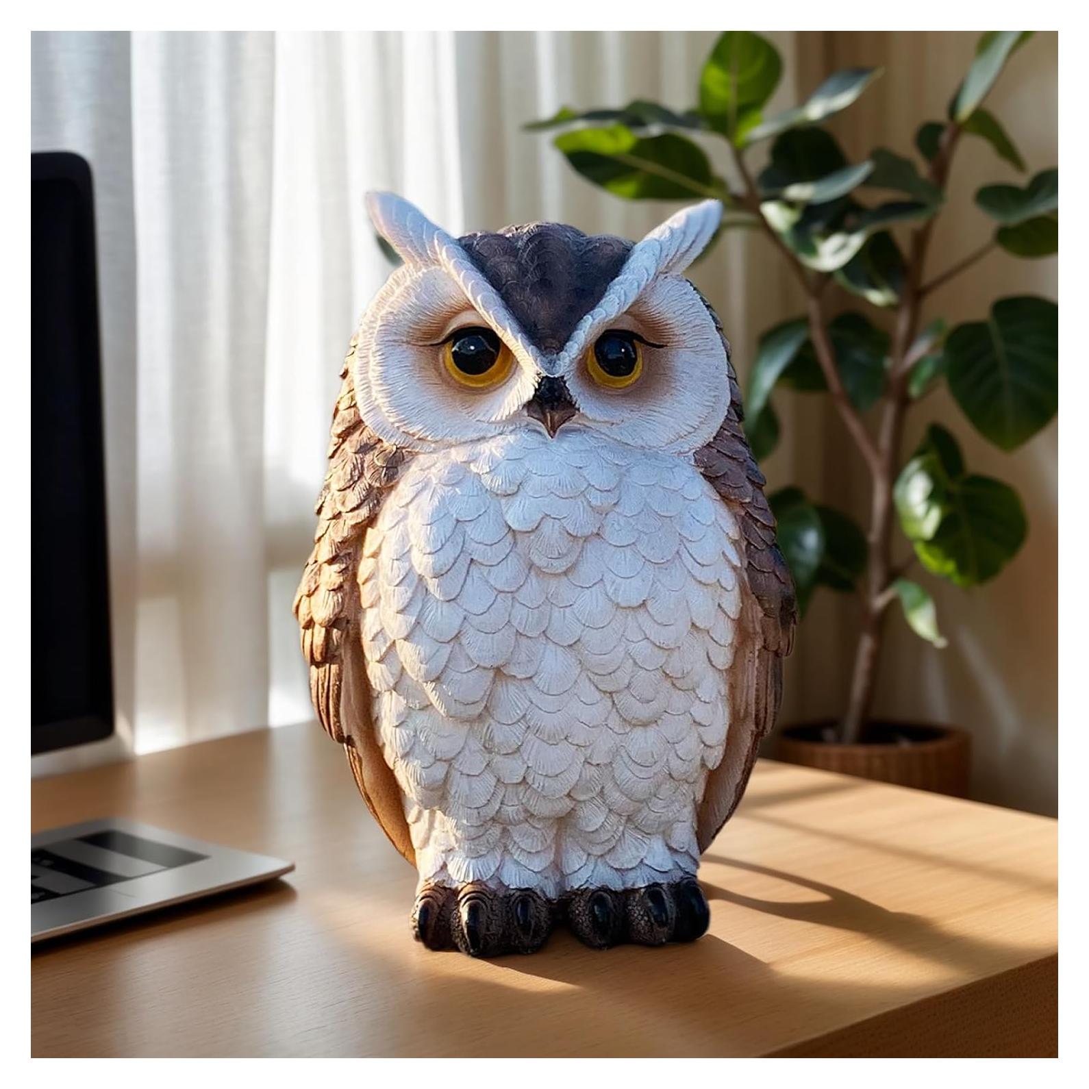 Estatua de Búho Tolatr 21 cm Resina Decoración Jardín Interior Exterior