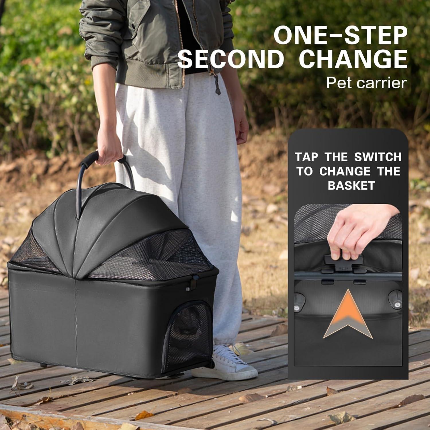 Carrito para Mascotas MOV COMPRA Doble Piso 120 cm Negro