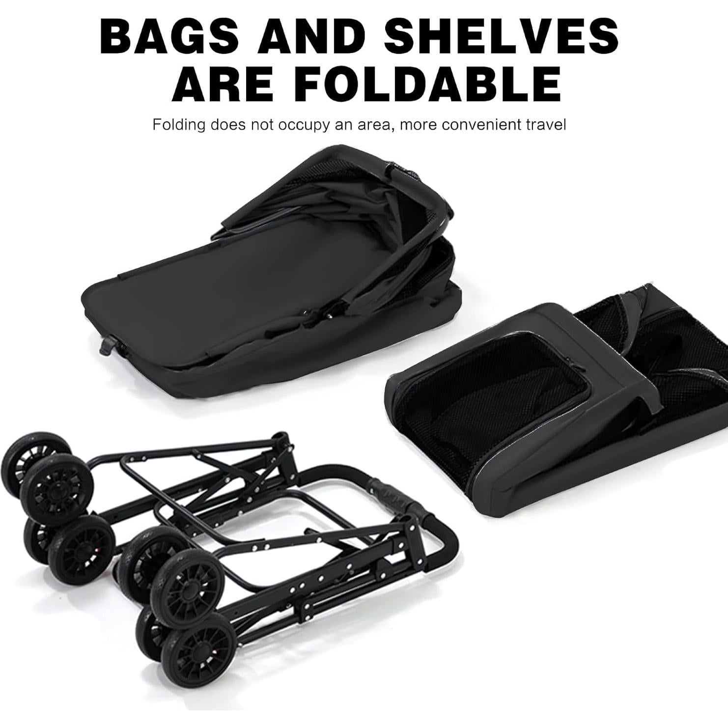 Carrito para Mascotas MOV COMPRA Doble Piso 120 cm Negro