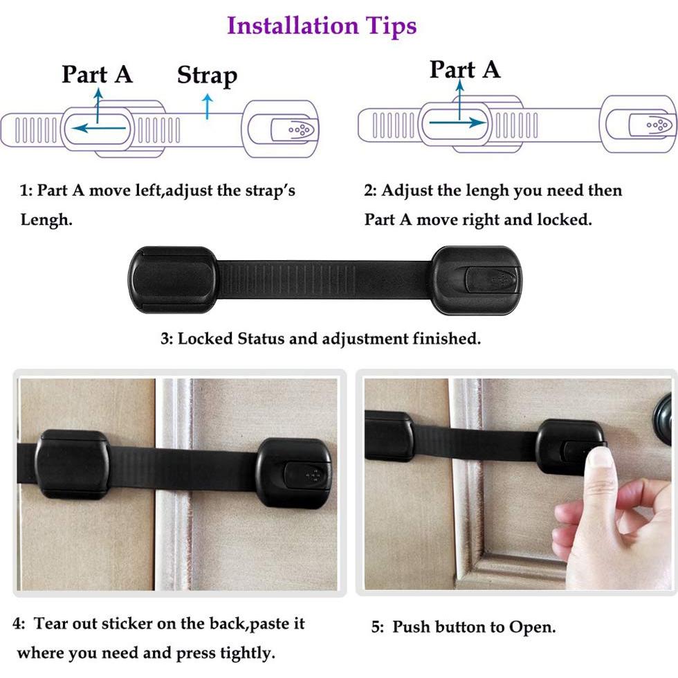 Cerraduras de Seguridad para Niños Maveek - 8 Piezas Negras