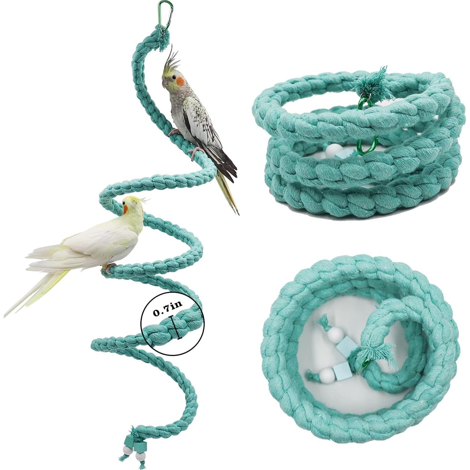 Percha de Cuerda Espiral Dnoifne 3M para Aves Azul