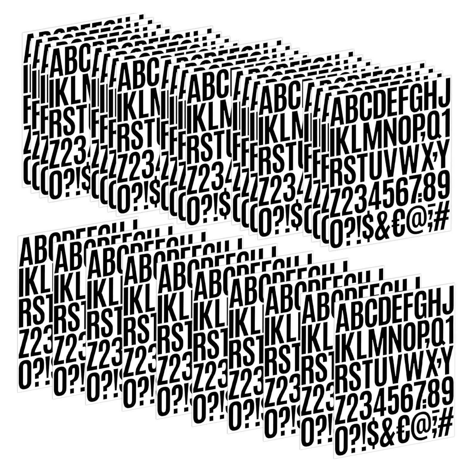 Calcomanías de Letras Negras 30 Hojas 1500 Piezas Metsyth