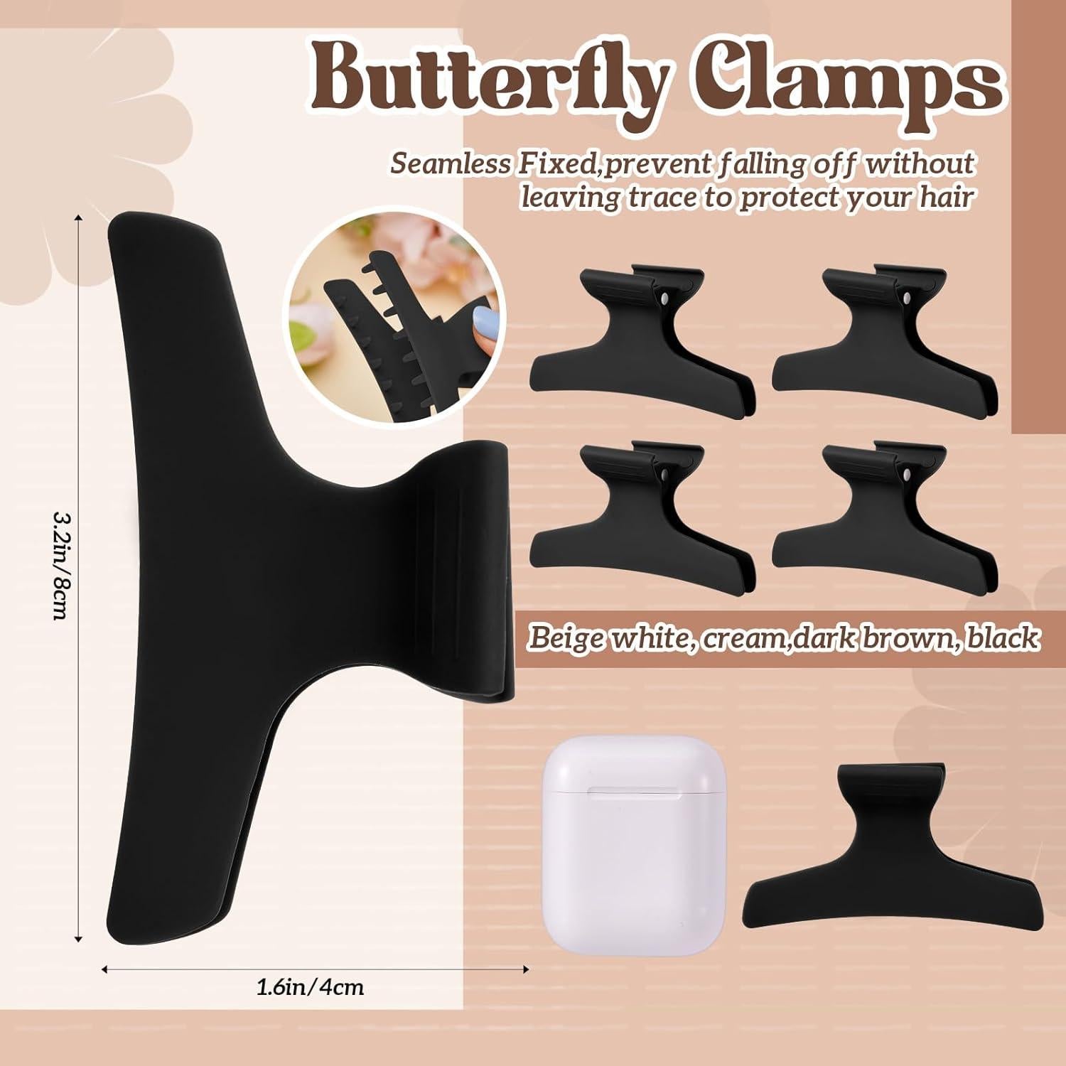 Clips de Pelo Mariposa Batiyeer 12 Pcs Antideslizantes Negro